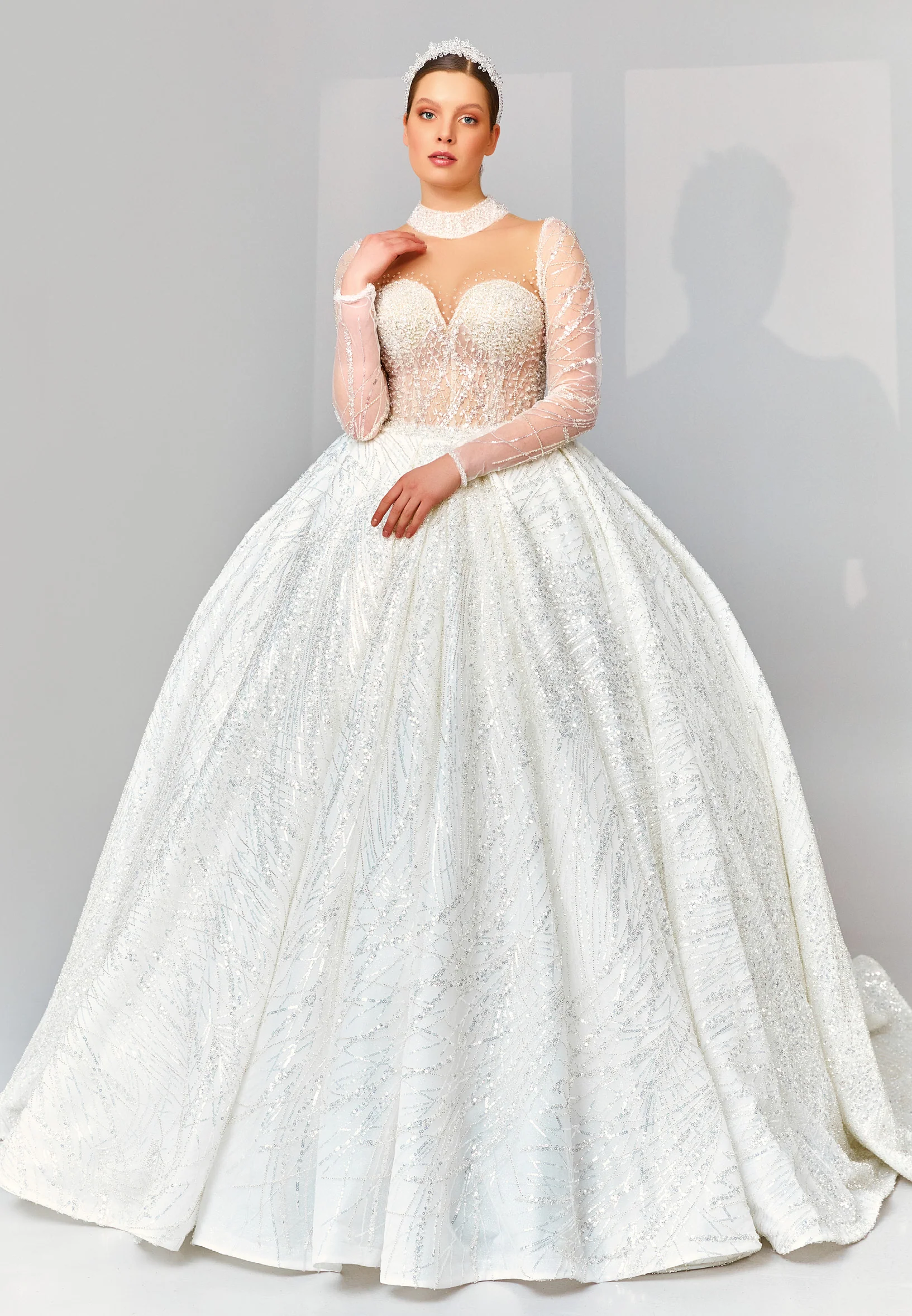 Long Sleeve Maxi Tulle Regular Wedding Dress abb22012