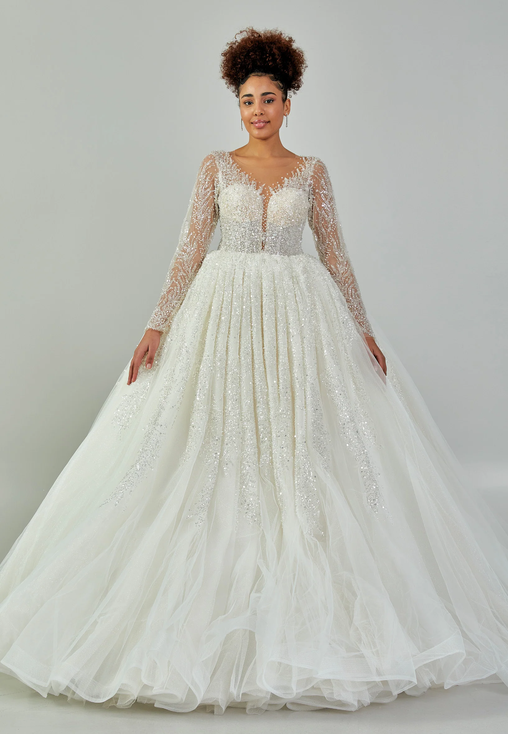 Long Sleeve Maxi Tulle Regular Wedding Dress abb2201207-1