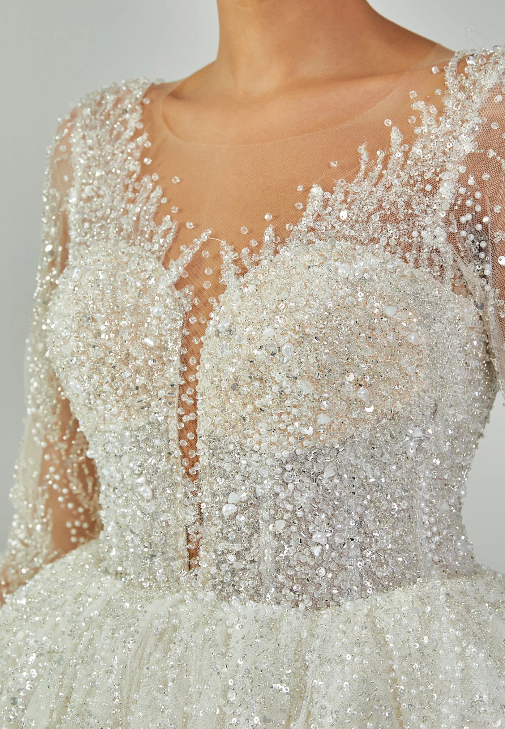 Long Sleeve Maxi Tulle Regular Wedding Dress abb2201207-1 - Image 4