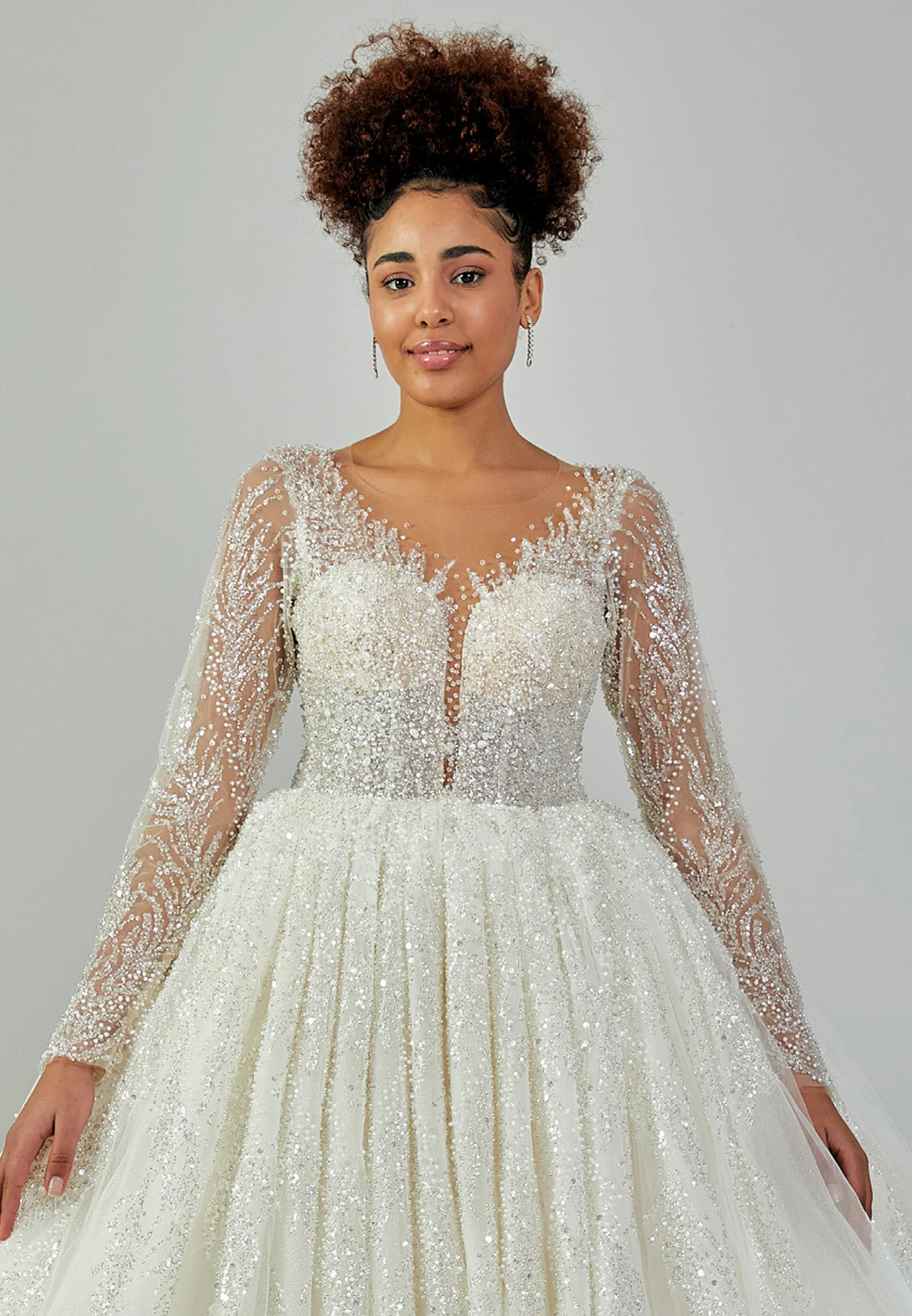 Long Sleeve Maxi Tulle Regular Wedding Dress abb2201207-1 - Image 7