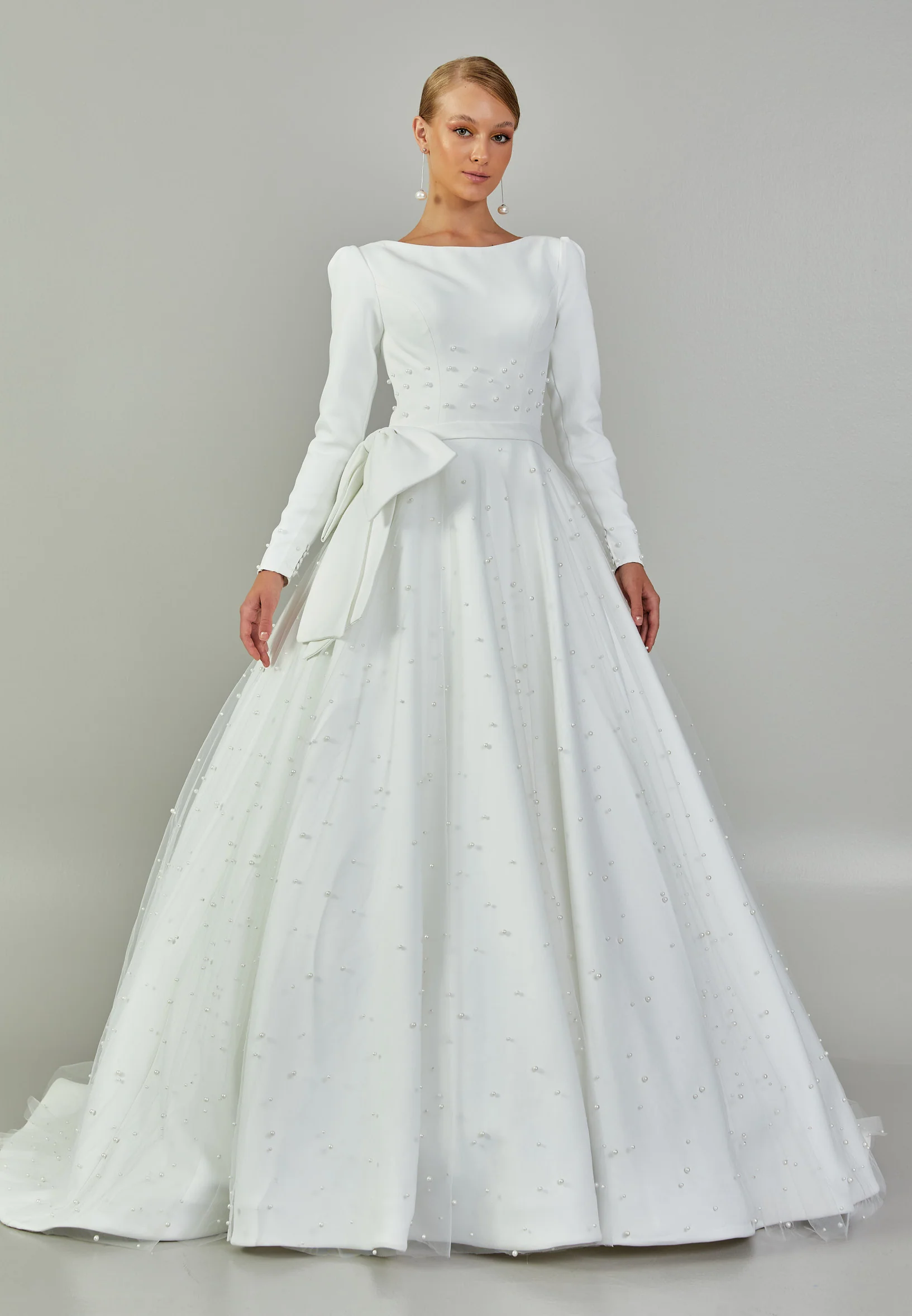 Long Sleeve Maxi Tulle Regular Wedding Dress abb2201211-1
