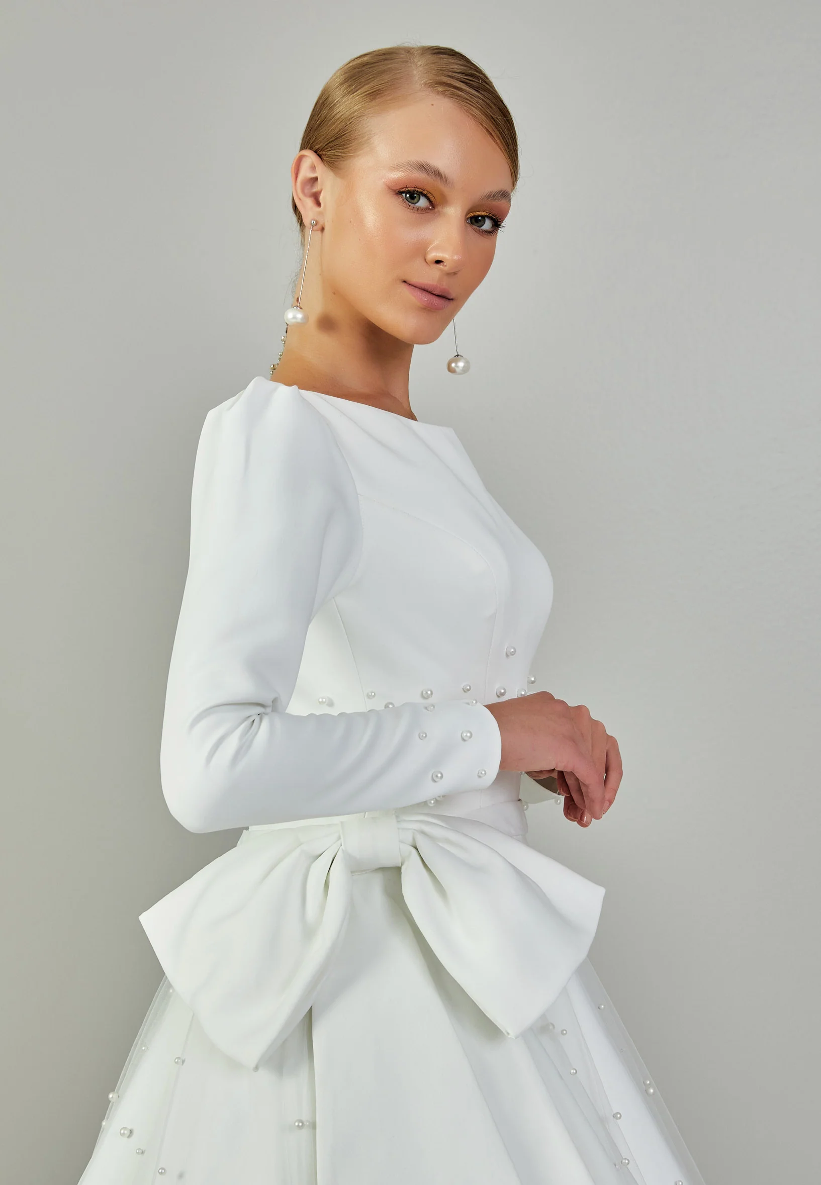 Long Sleeve Maxi Tulle Regular Wedding Dress abb2201211-1 - Image 2