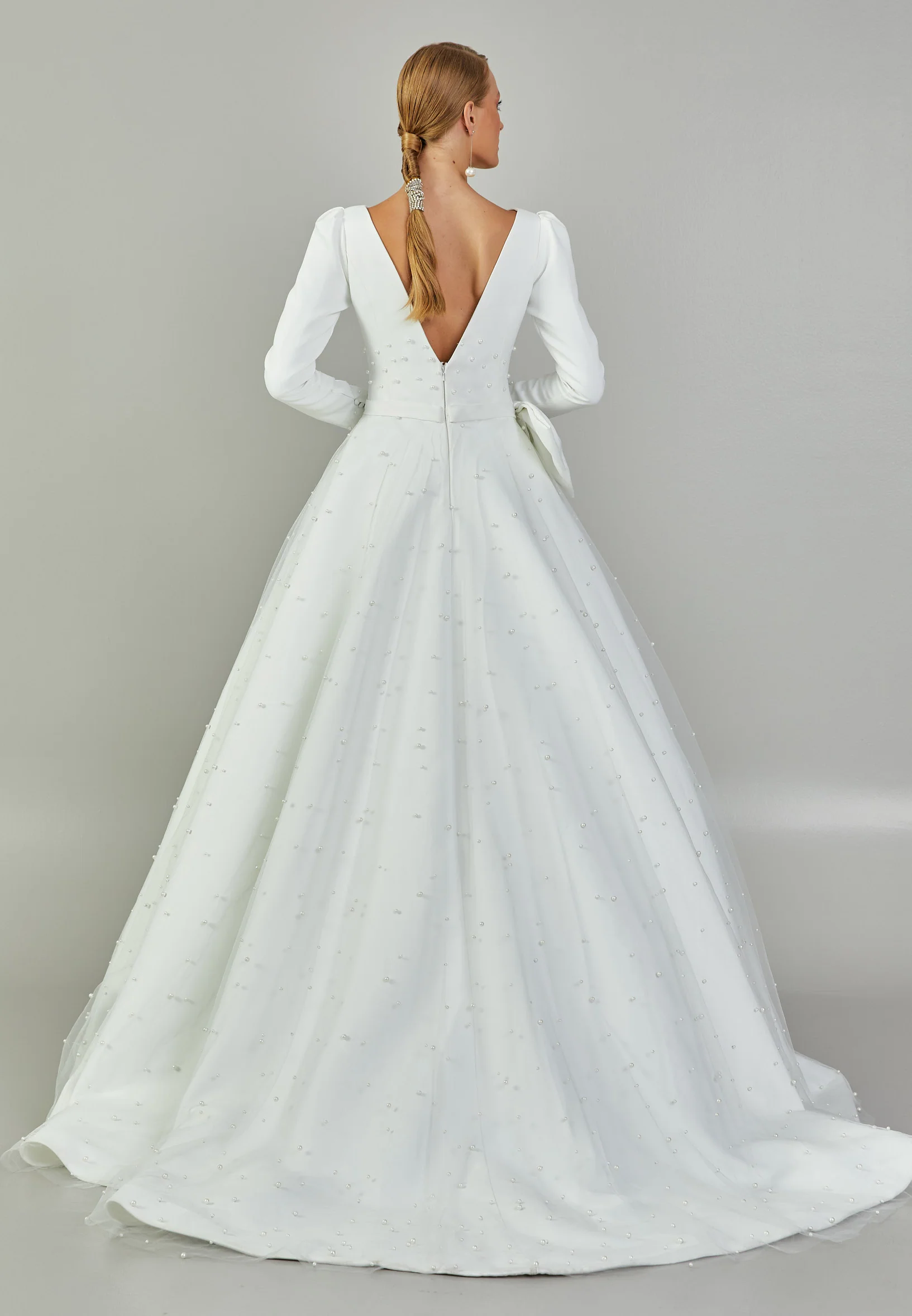 Long Sleeve Maxi Tulle Regular Wedding Dress abb2201211-1 - Image 5