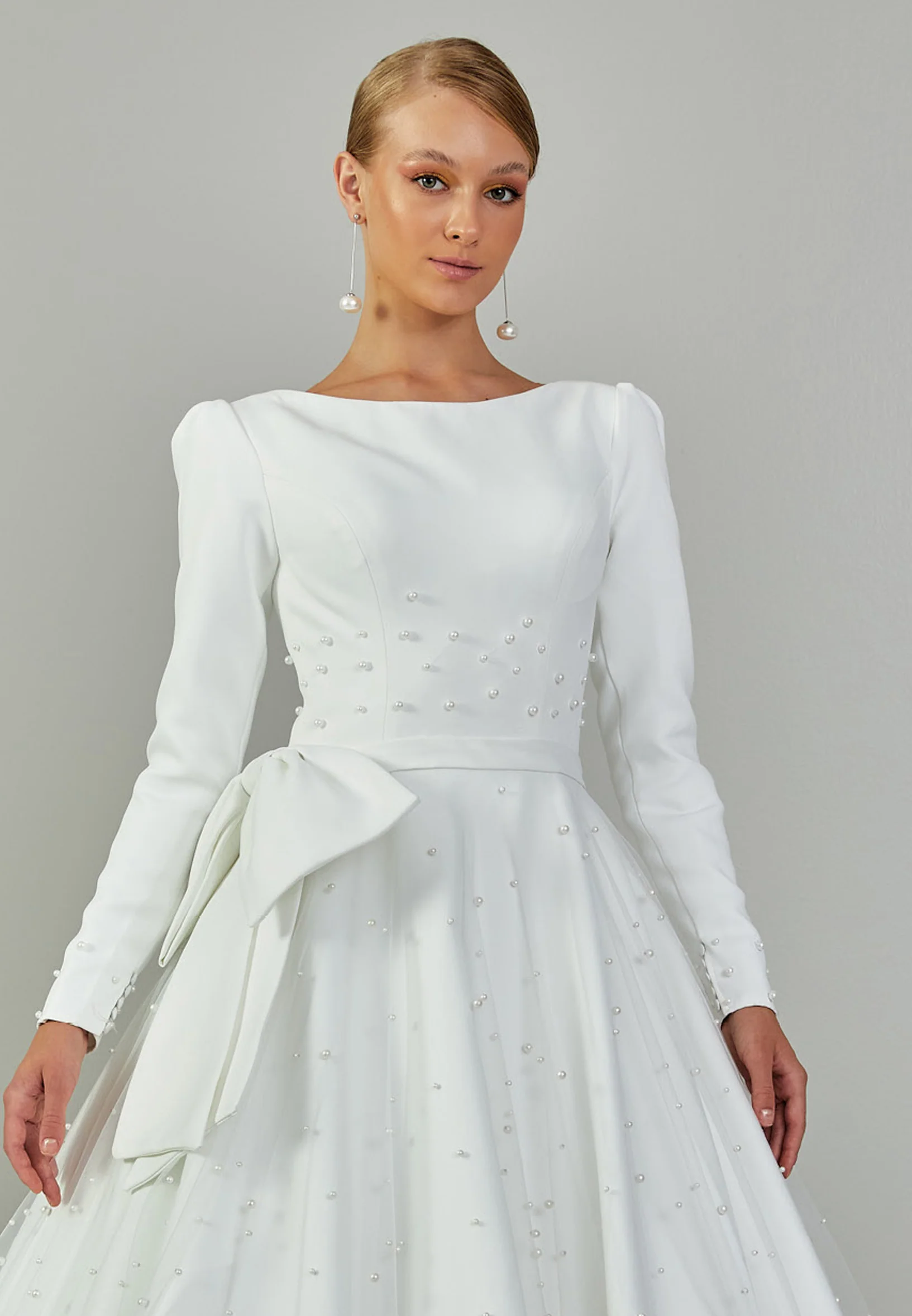Long Sleeve Maxi Tulle Regular Wedding Dress abb2201211-1 - Image 7