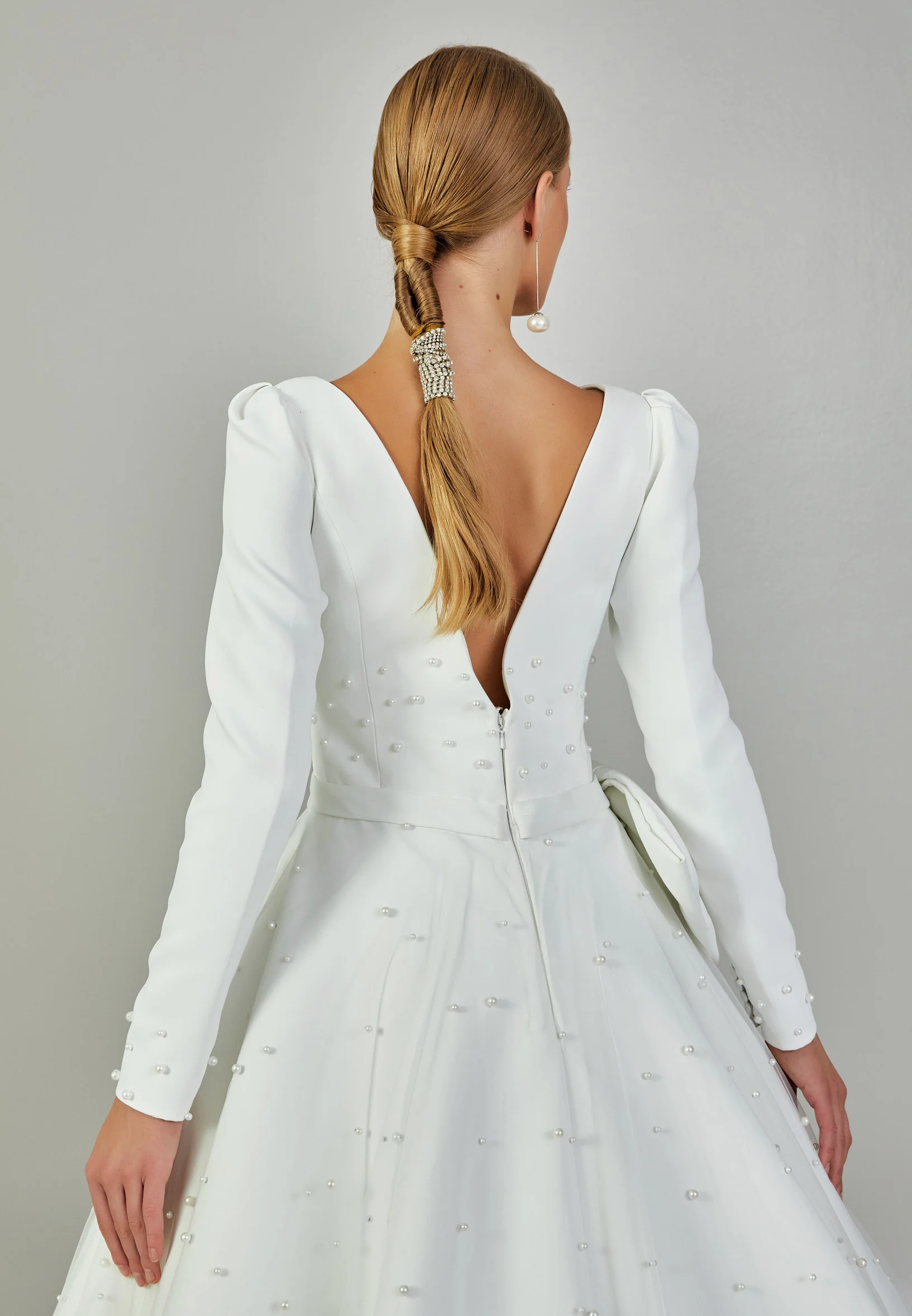 Long Sleeve Maxi Tulle Regular Wedding Dress abb2201211-1 - Image 8