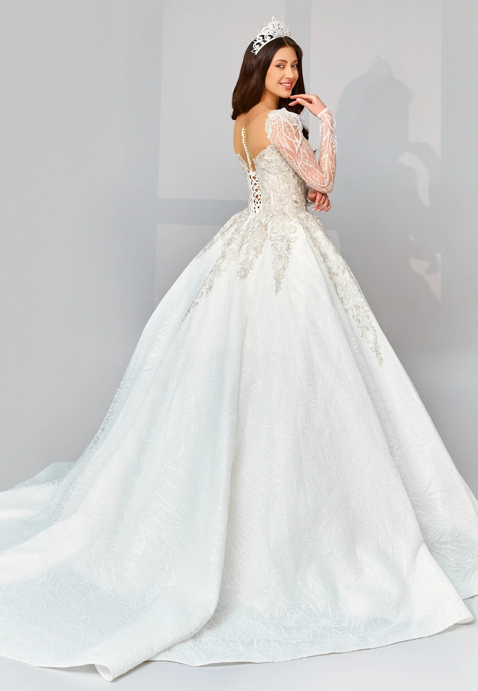 Long Sleeve Maxi Tulle Regular Wedding Dress abb22020 - Image 3