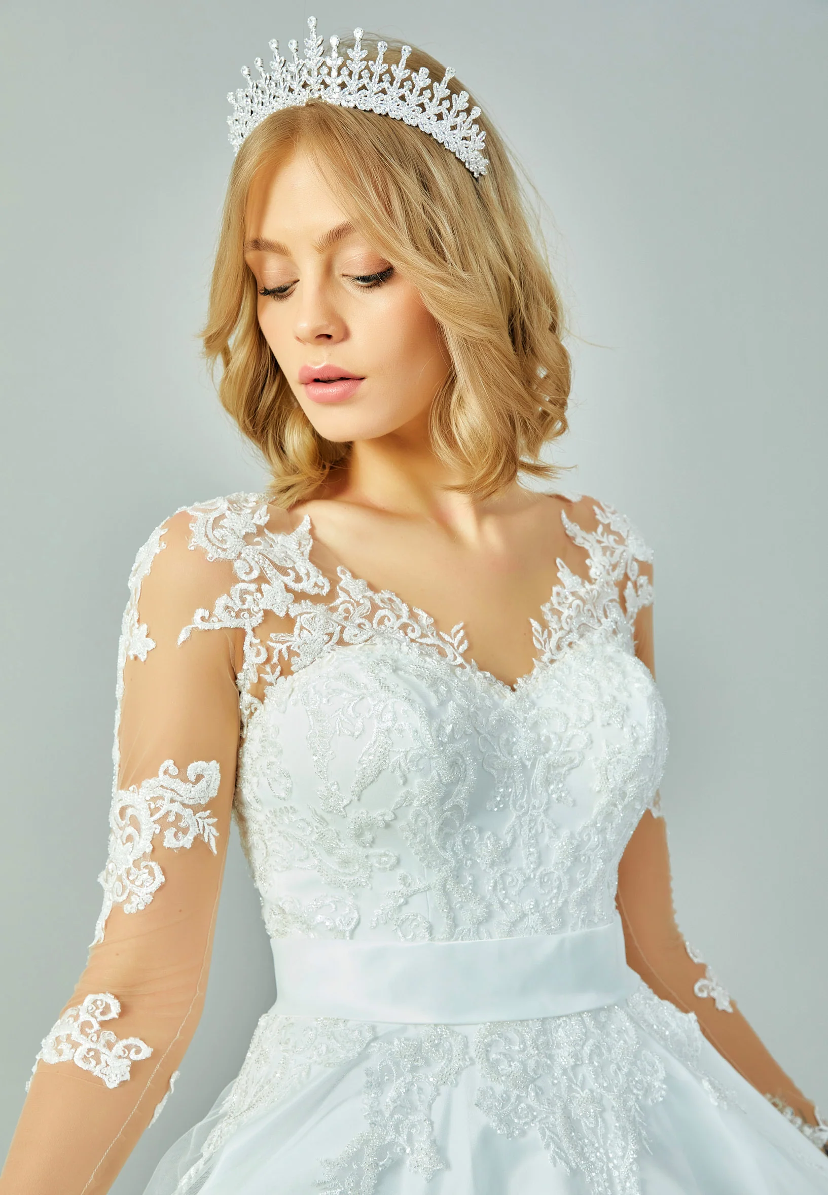 Long Sleeve Maxi Tulle Regular Wedding Dress abb2202205 - Image 2