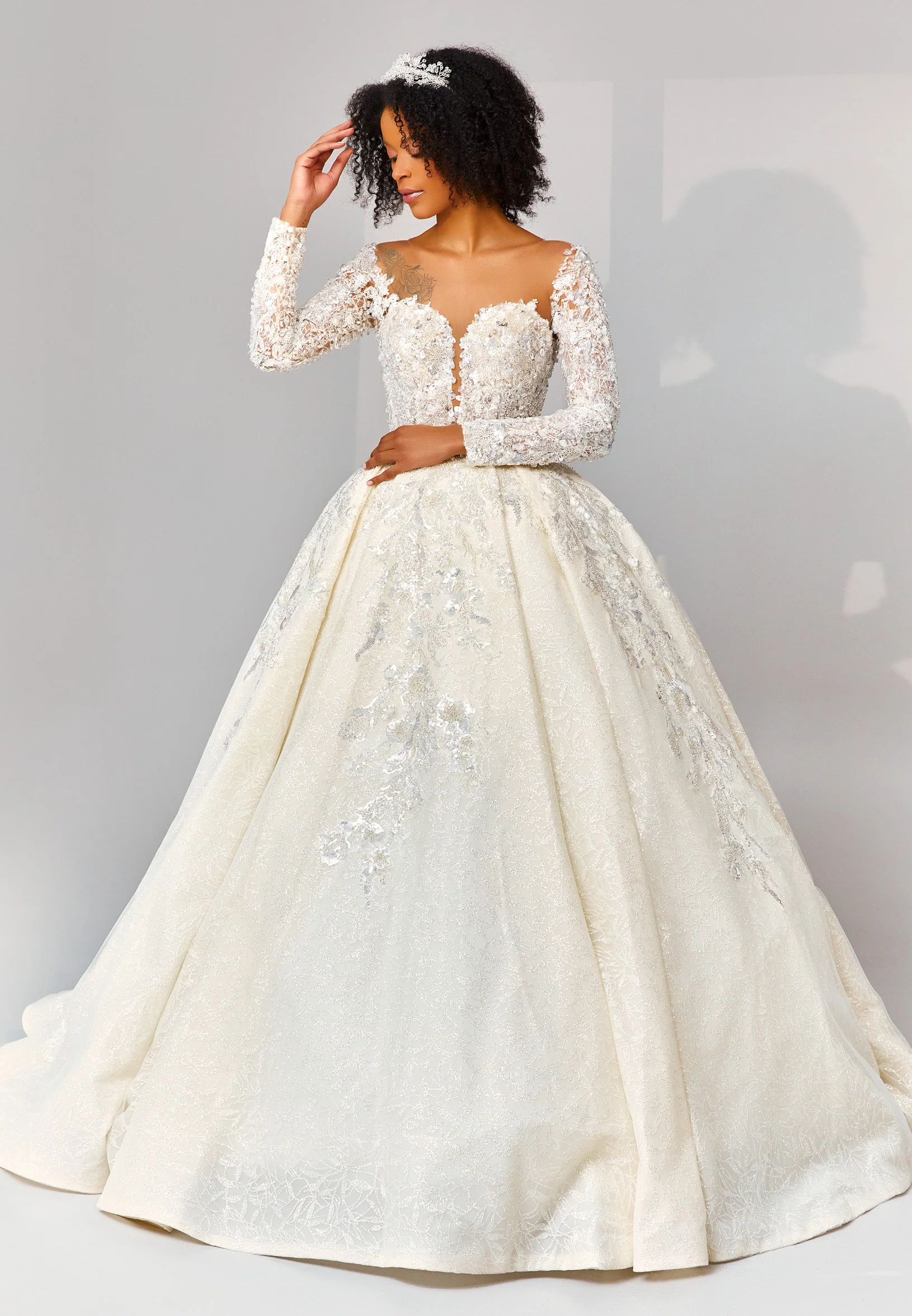 Long Sleeve Maxi Tulle Regular Wedding Dress abb22023