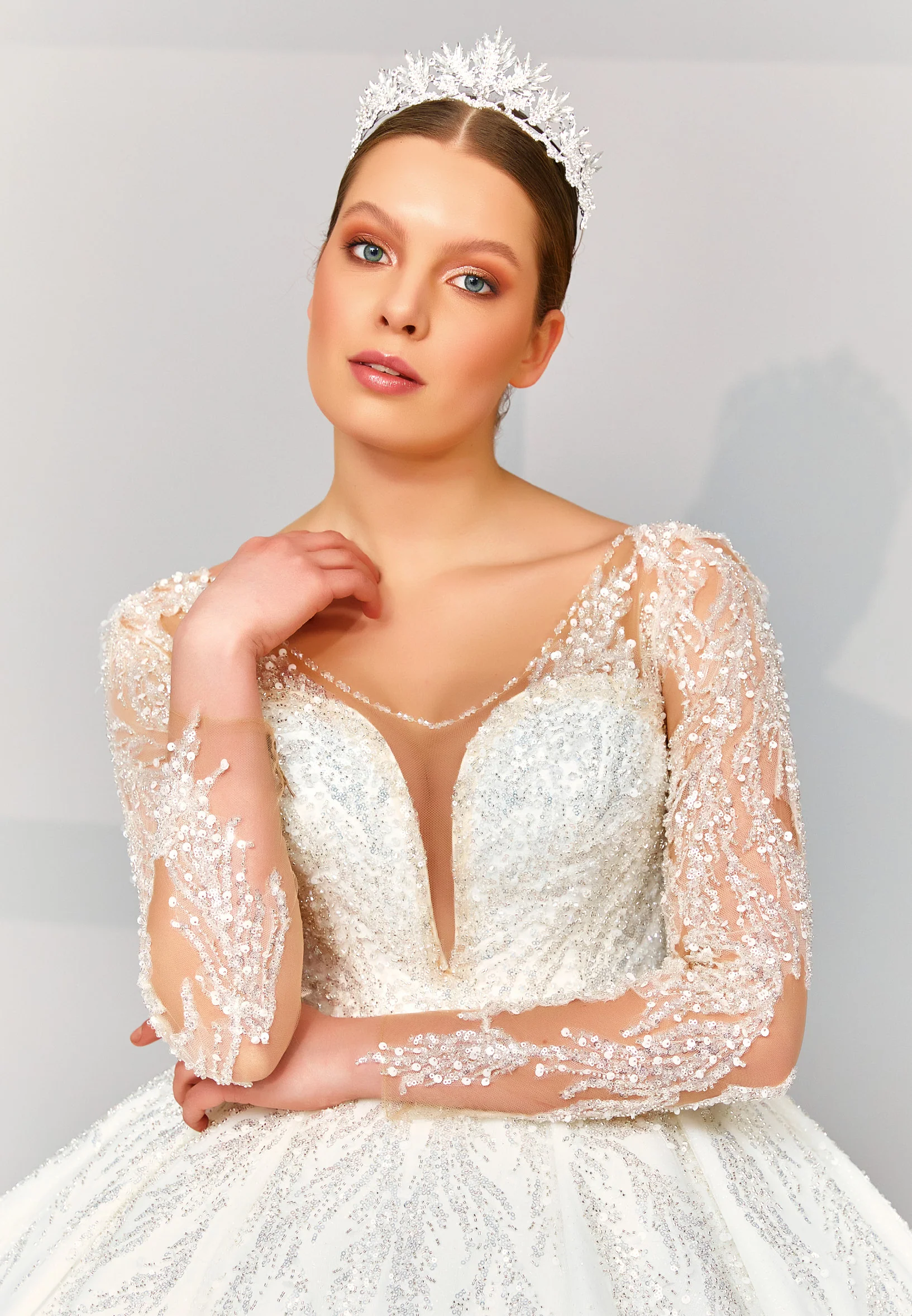 Long Sleeve Maxi Tulle Regular Wedding Dress abb22044 - Image 2