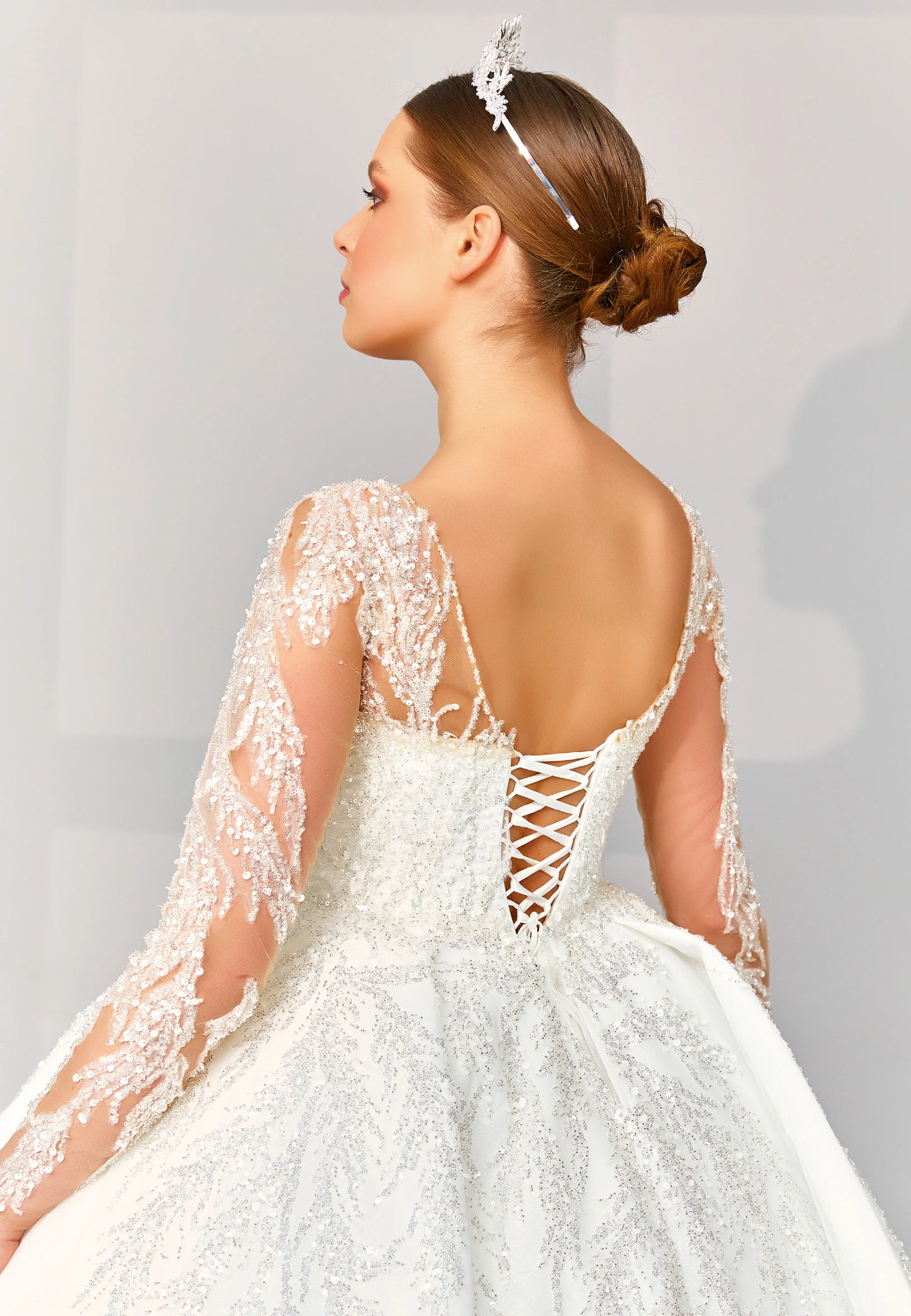 Long Sleeve Maxi Tulle Regular Wedding Dress abb22044 - Image 4