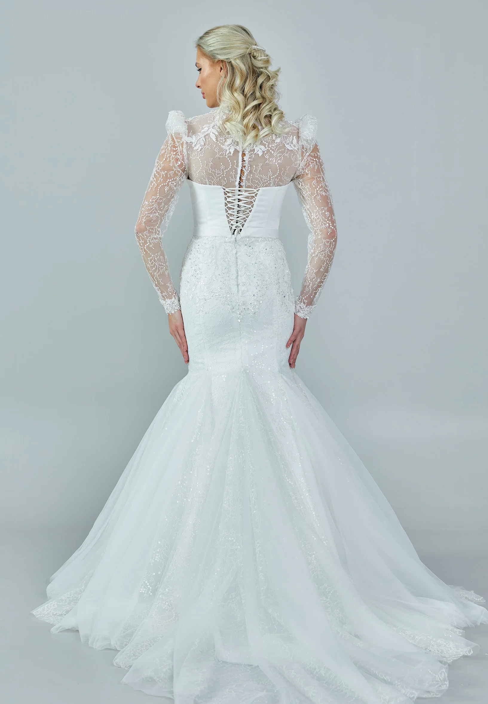 Long Sleeve Maxi Tulle Regular Wedding Dress abb23003 - Image 5