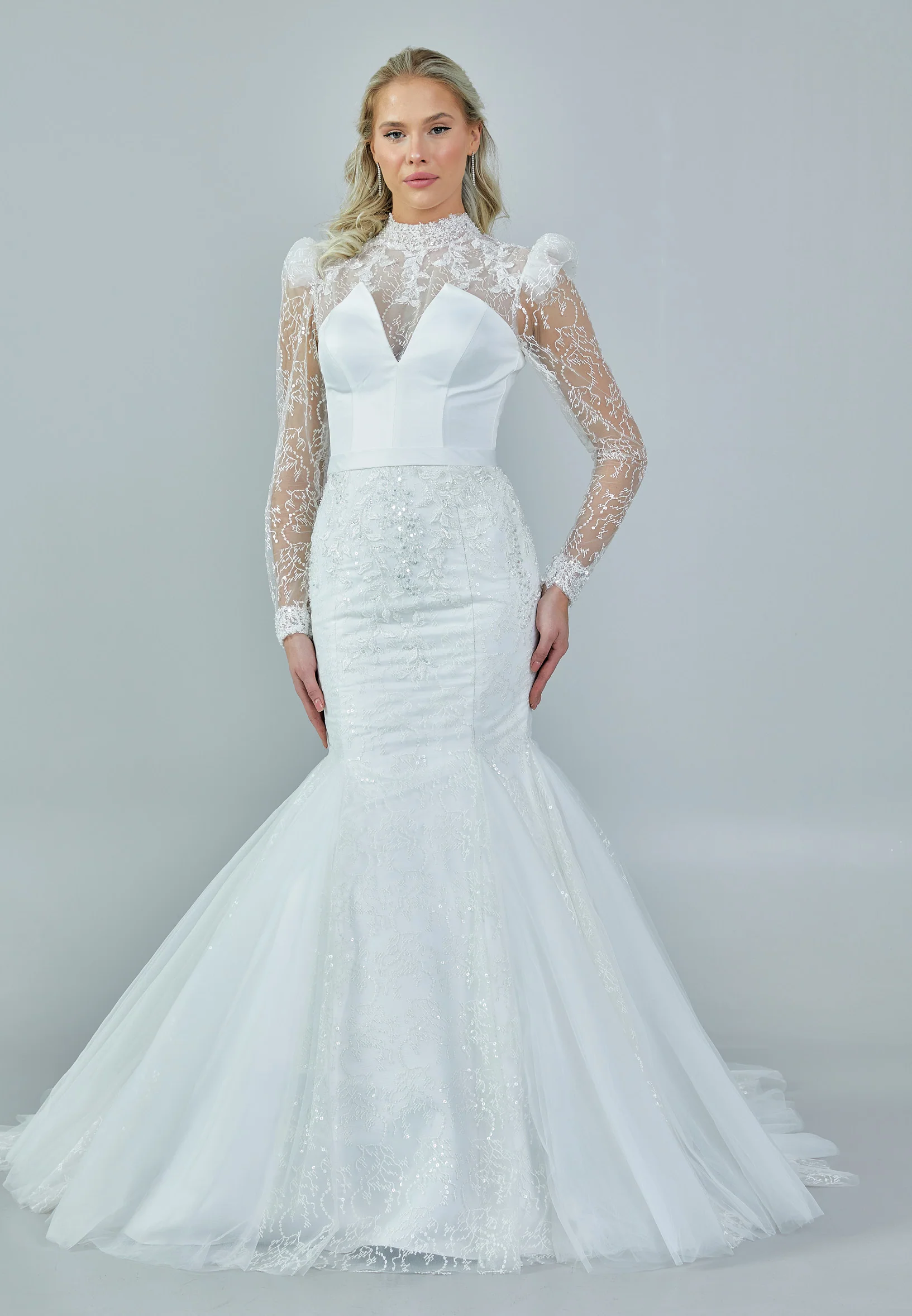 Long Sleeve Maxi Tulle Regular Wedding Dress abb23003 - Image 7