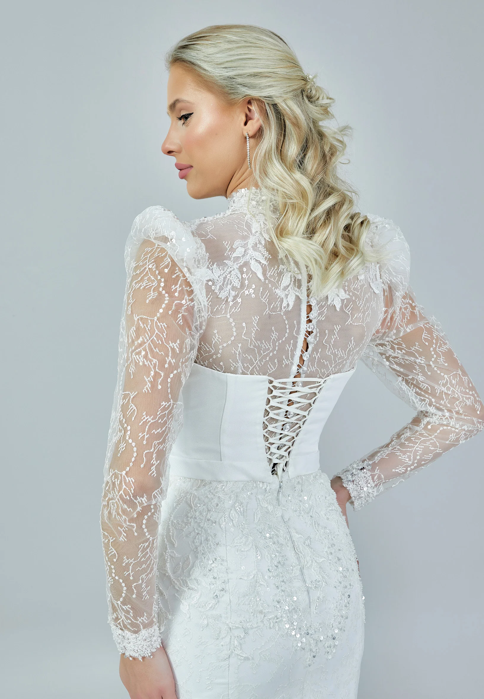 Long Sleeve Maxi Tulle Regular Wedding Dress abb23003 - Image 8