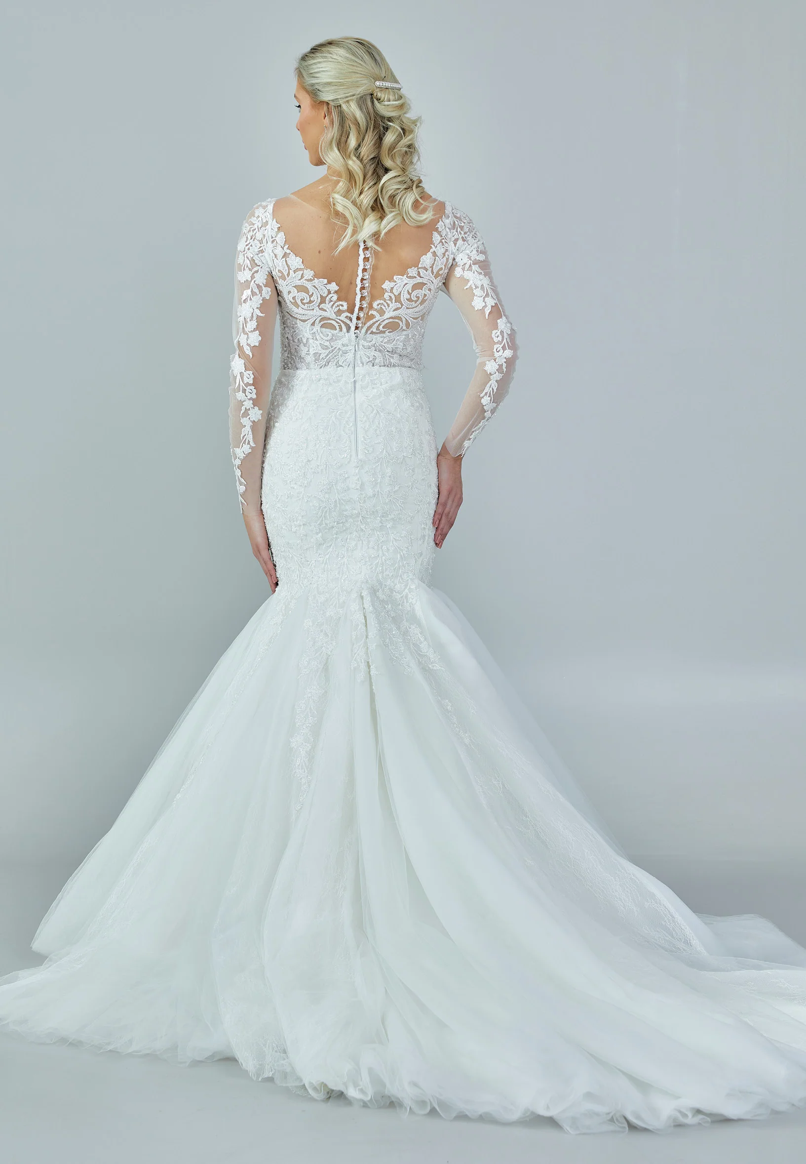 Long Sleeve Maxi Tulle Regular Wedding Dress abb23015 - Image 5