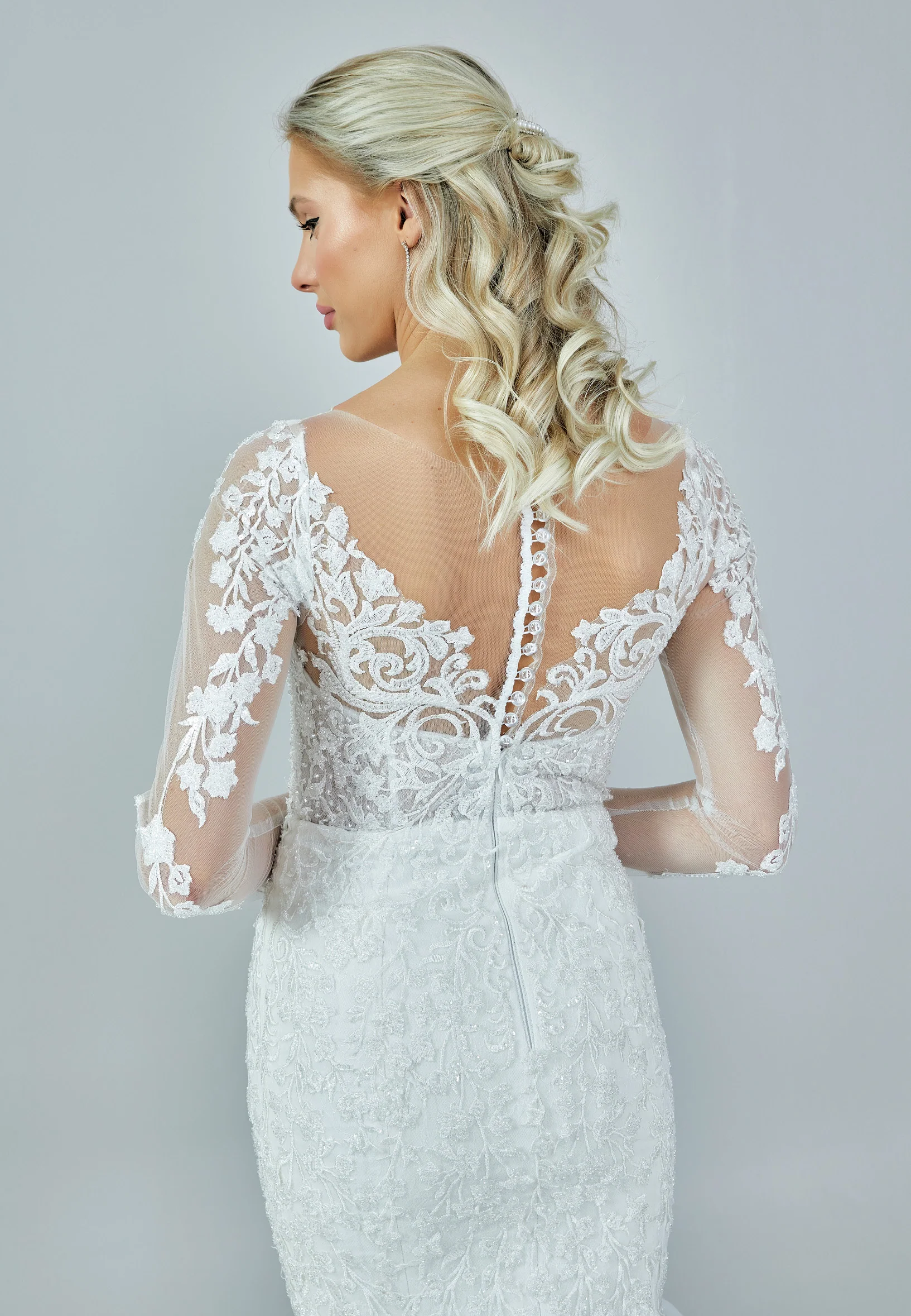 Long Sleeve Maxi Tulle Regular Wedding Dress abb23015 - Image 8