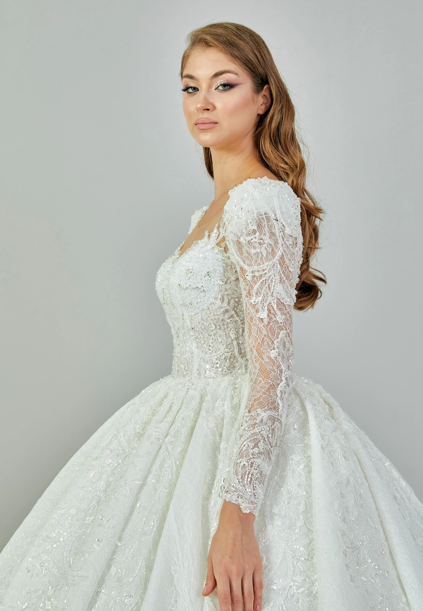 Long Sleeve Maxi Tulle Regular Wedding Dress abb23040 - Image 2