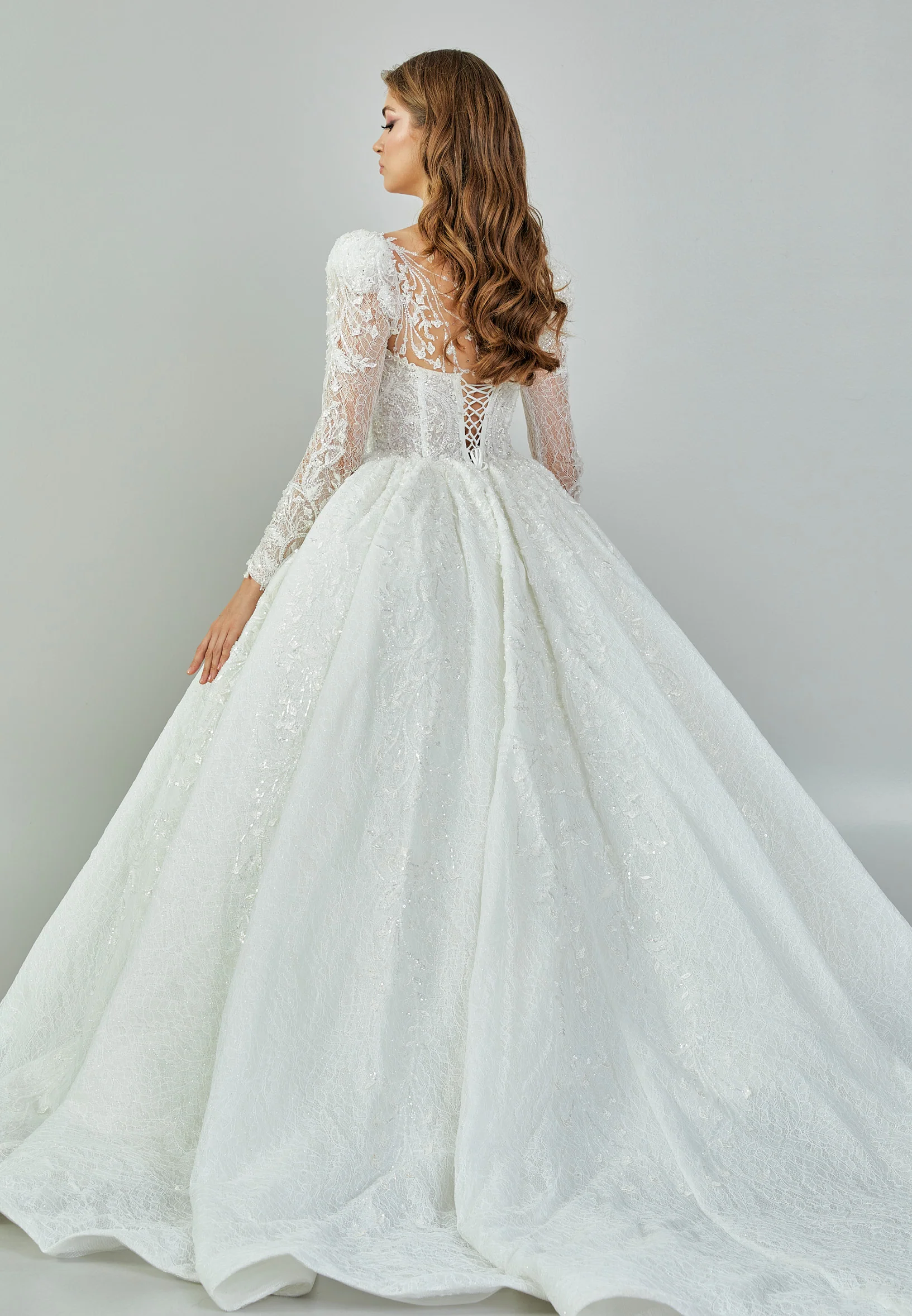 Long Sleeve Maxi Tulle Regular Wedding Dress abb23040 - Image 5