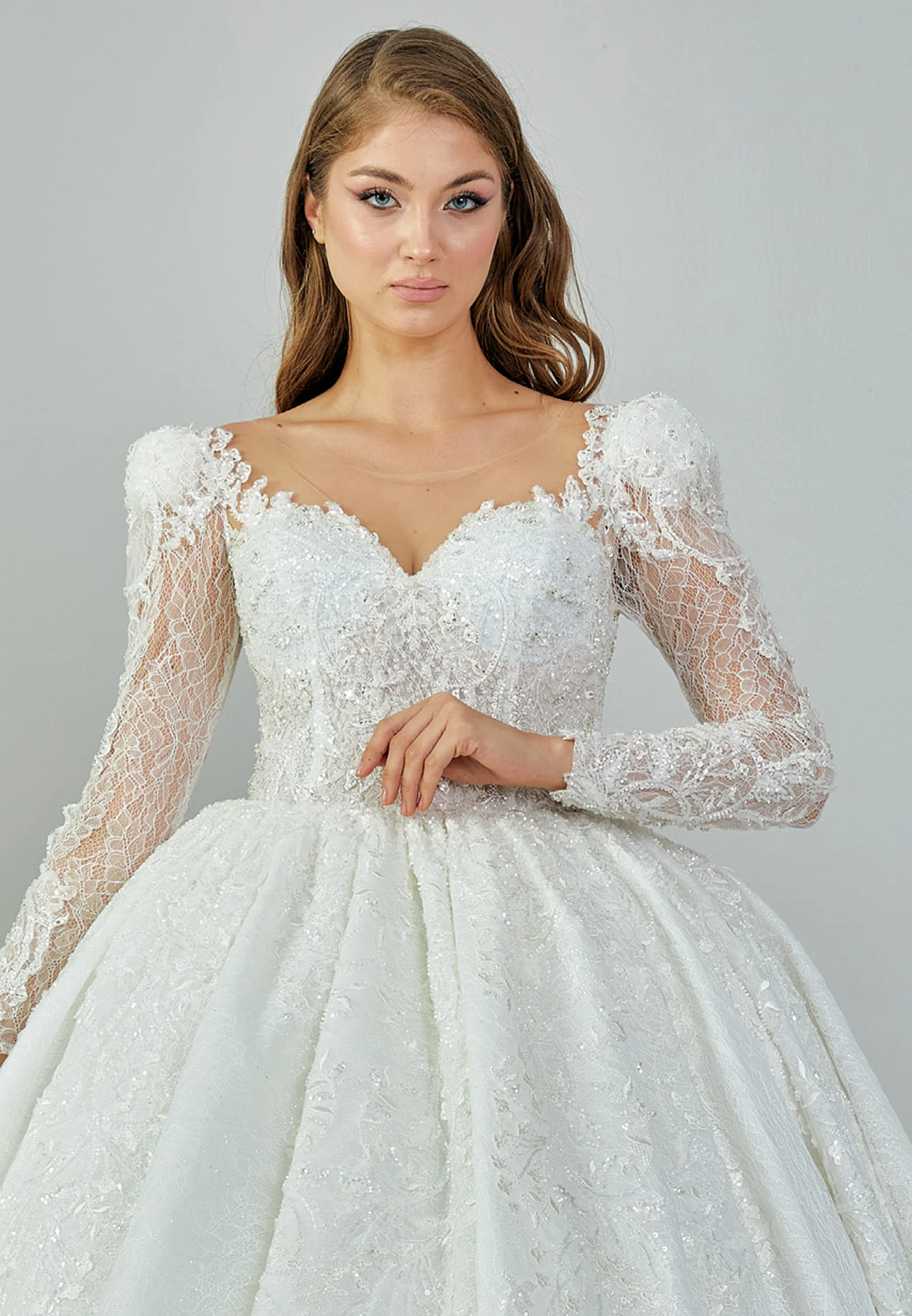 Long Sleeve Maxi Tulle Regular Wedding Dress abb23040 - Image 7