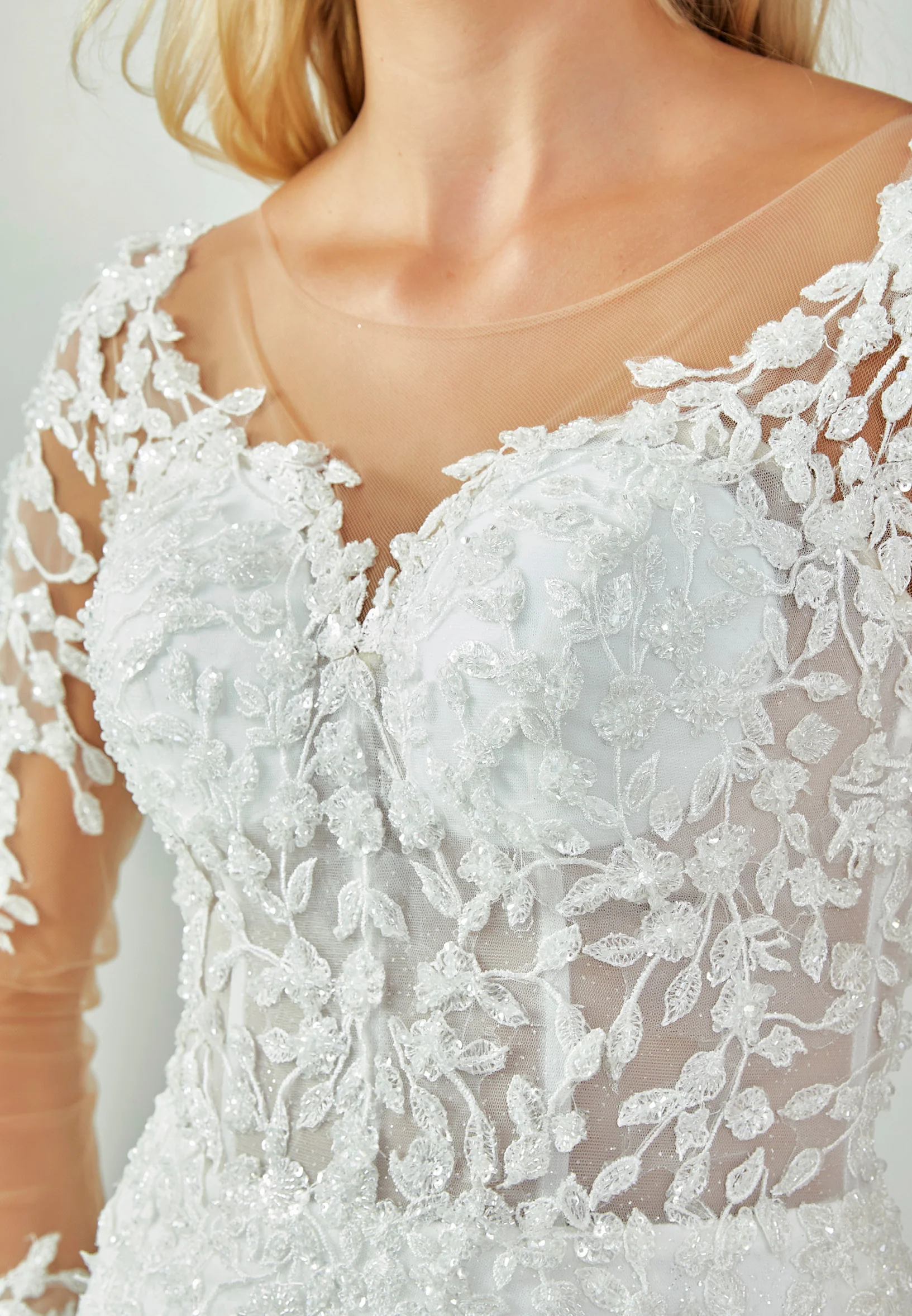 Long Sleeve Maxi Tulle Regular Wedding Dress abb23043 - Image 4