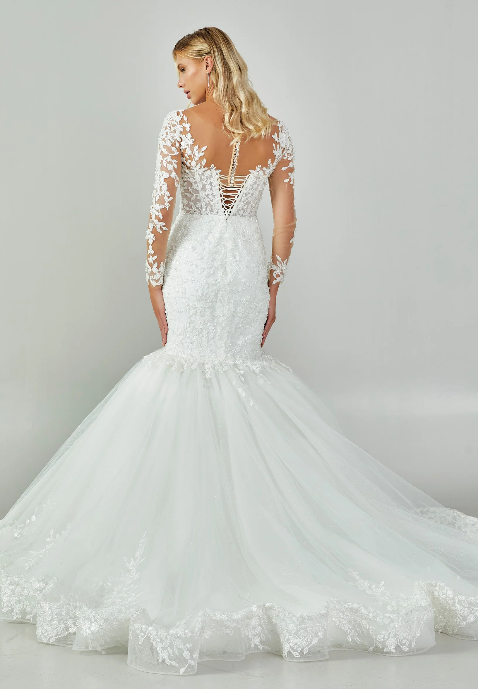 Long Sleeve Maxi Tulle Regular Wedding Dress abb23043 - Image 5