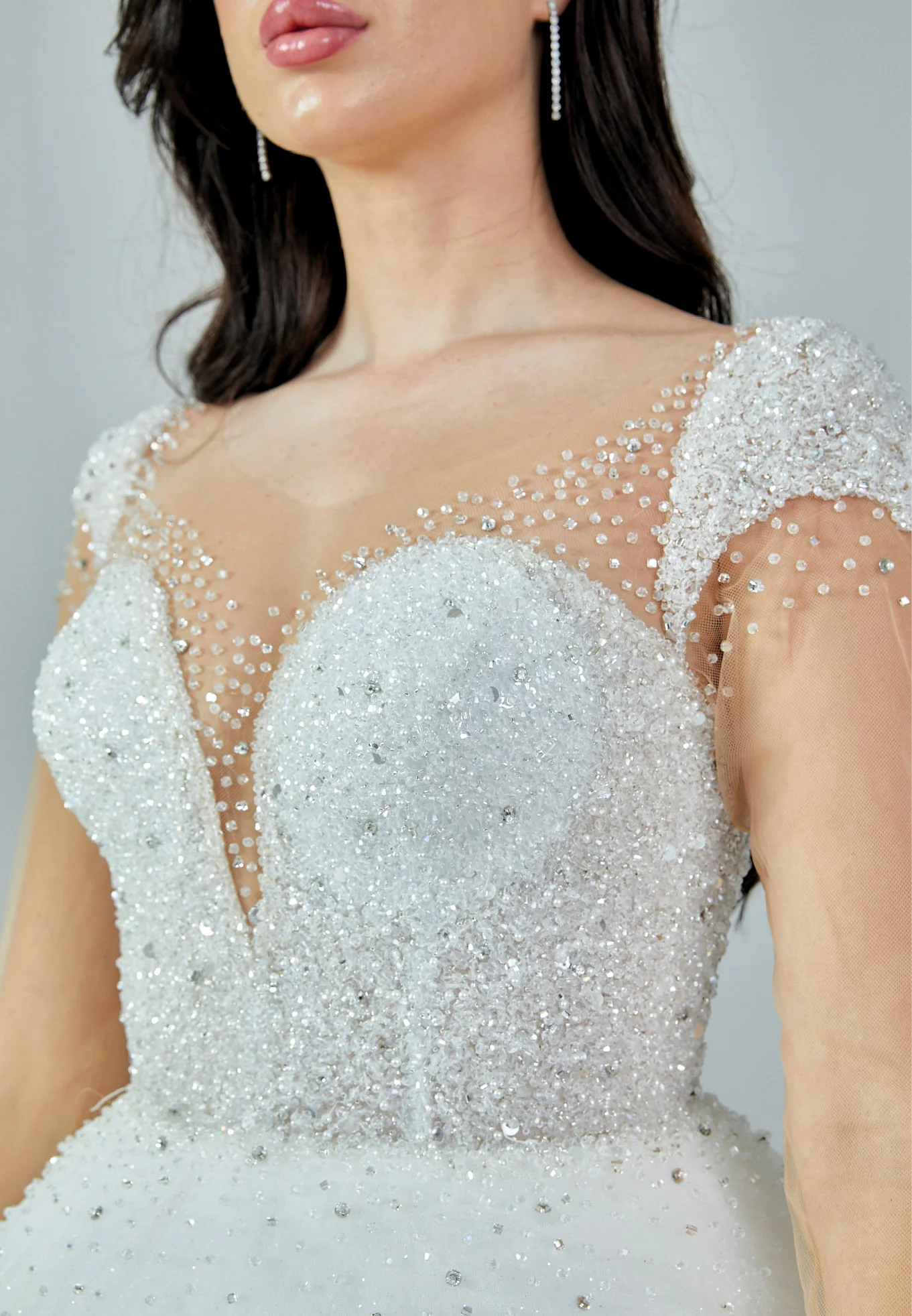 Long Sleeve Maxi Tulle Regular Wedding Dress abb230621 - Image 4