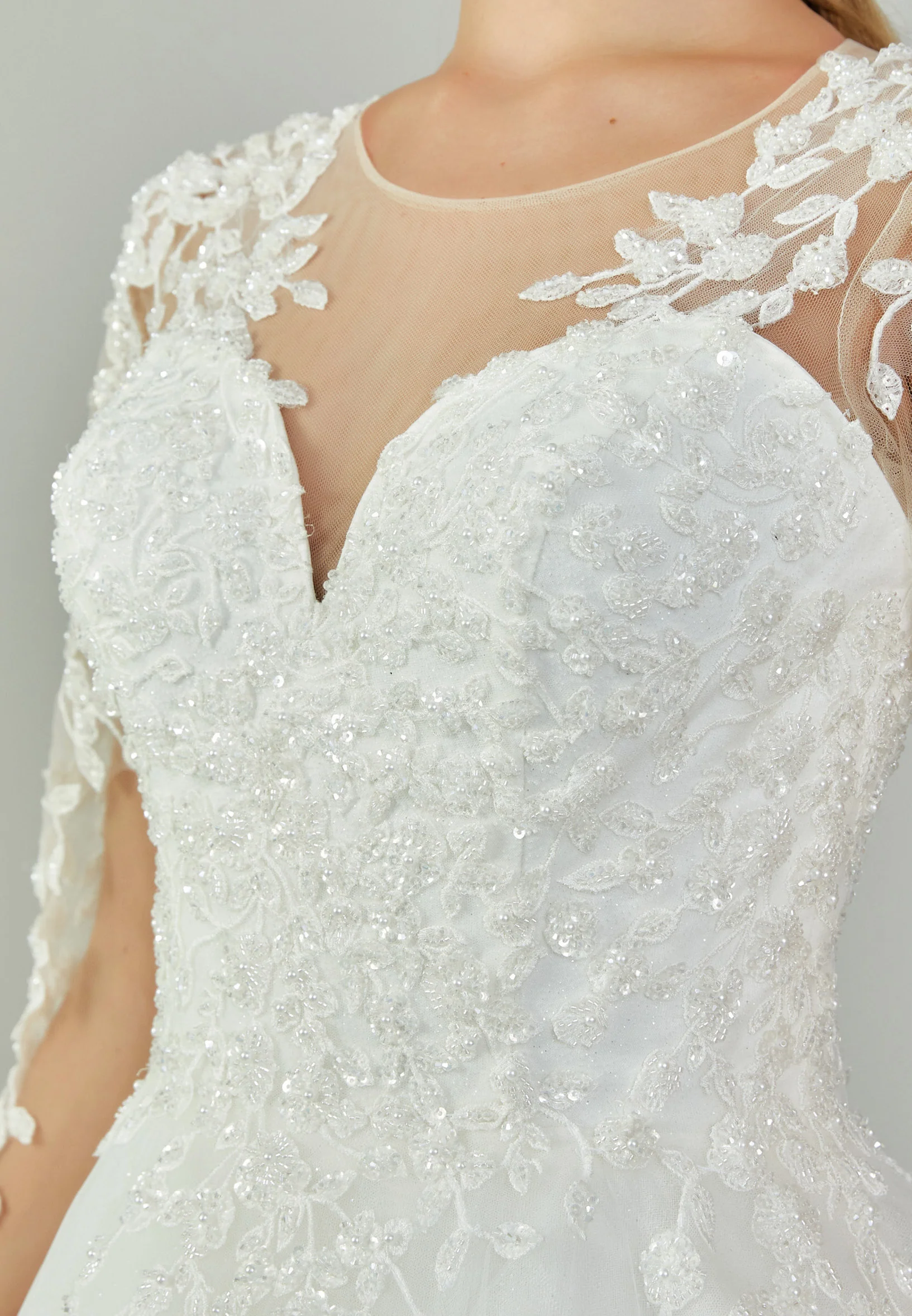 Long Sleeve Maxi Tulle Regular Wedding Dress abb230714 - Image 4