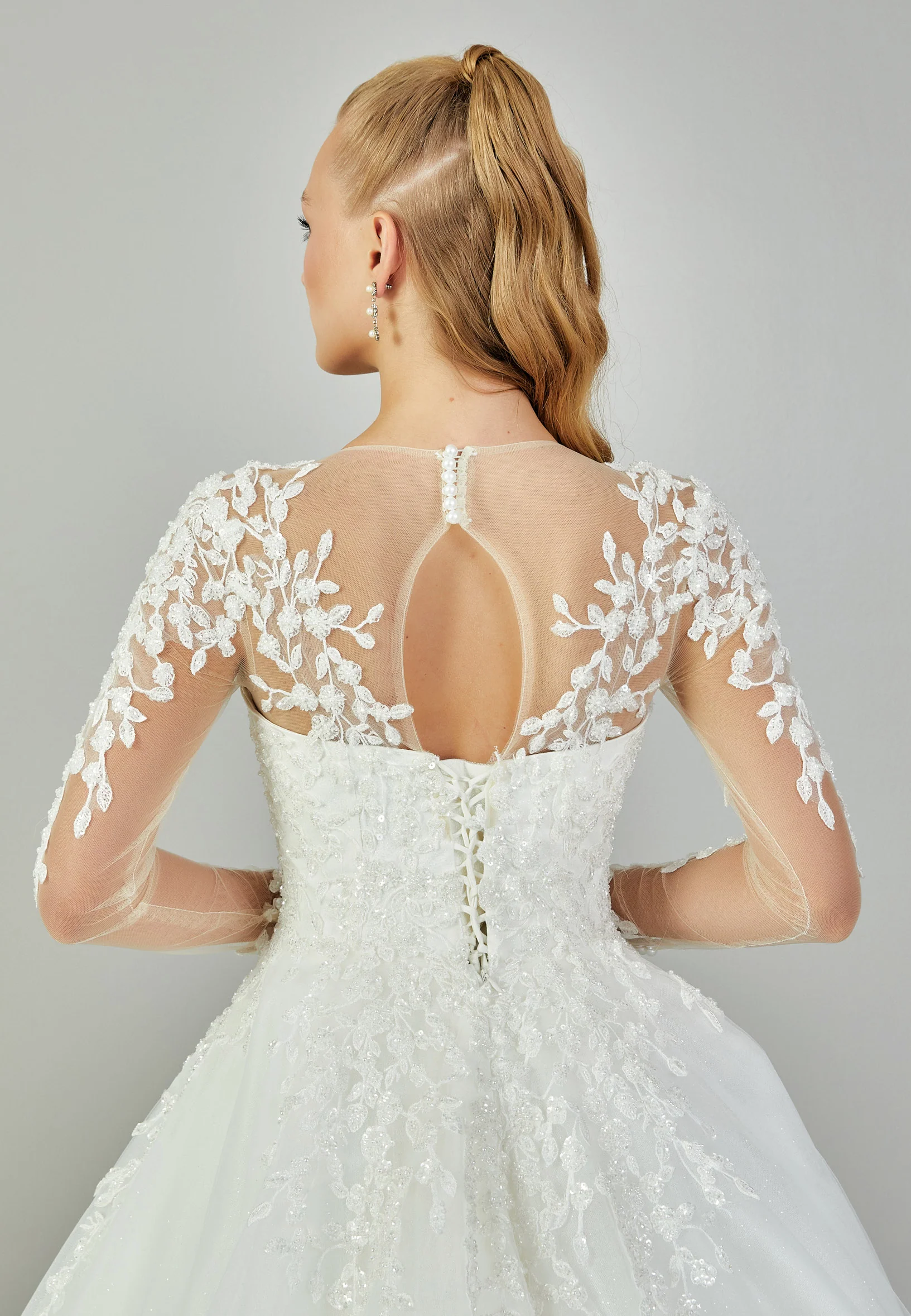 Long Sleeve Maxi Tulle Regular Wedding Dress abb230714 - Image 8