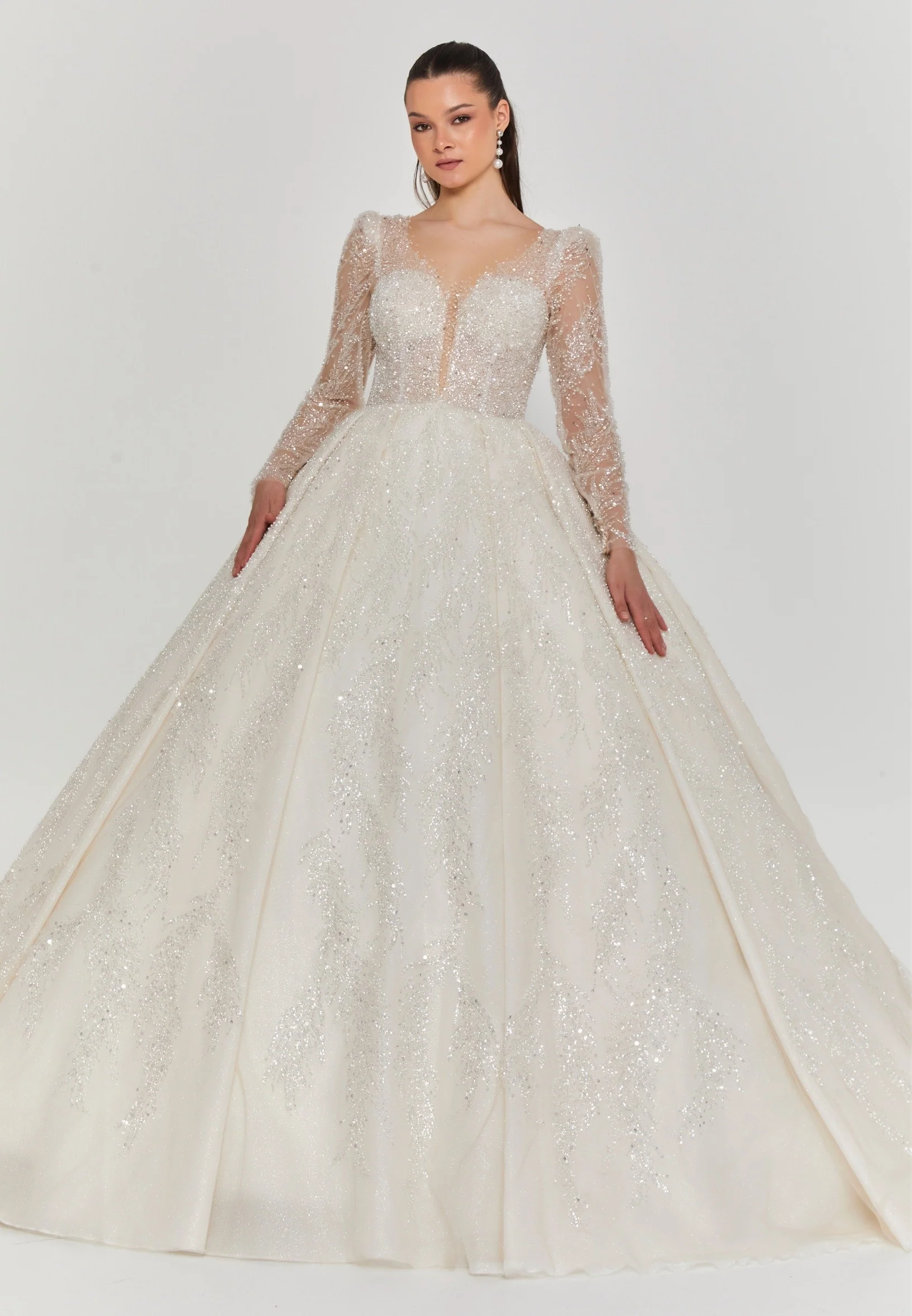 Long Sleeve Maxi Tulle Regular Wedding Dress abb2401243