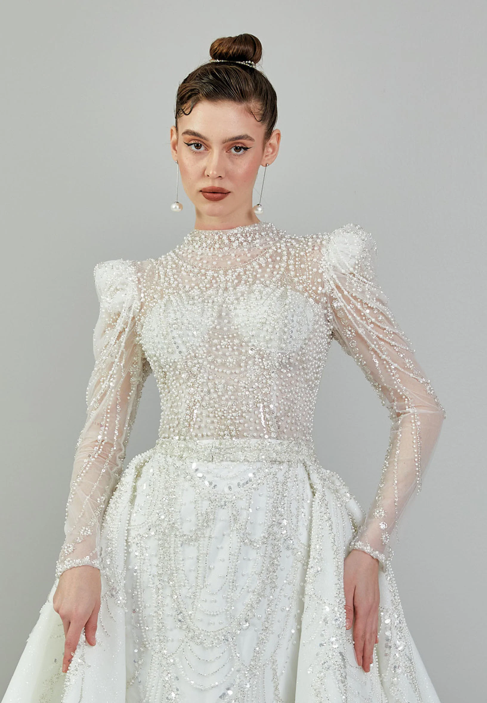 Long Sleeve Maxi Tulle Regular Wedding Dress abb24023 - Image 7