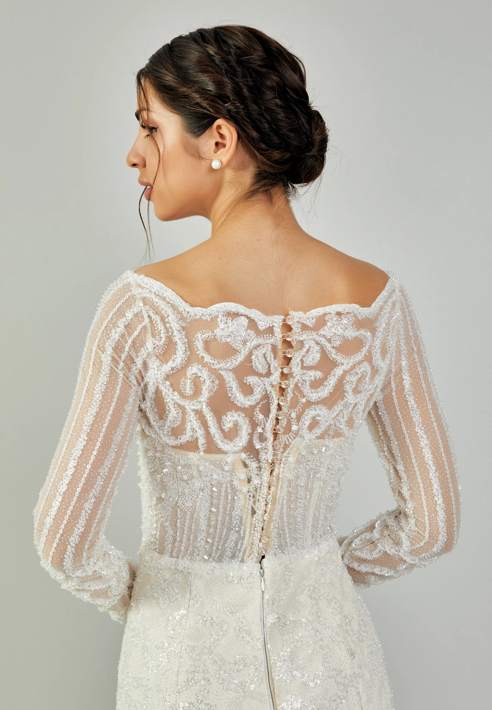 Long Sleeve Maxi Tulle Regular Wedding Dress abb24026 - Image 8