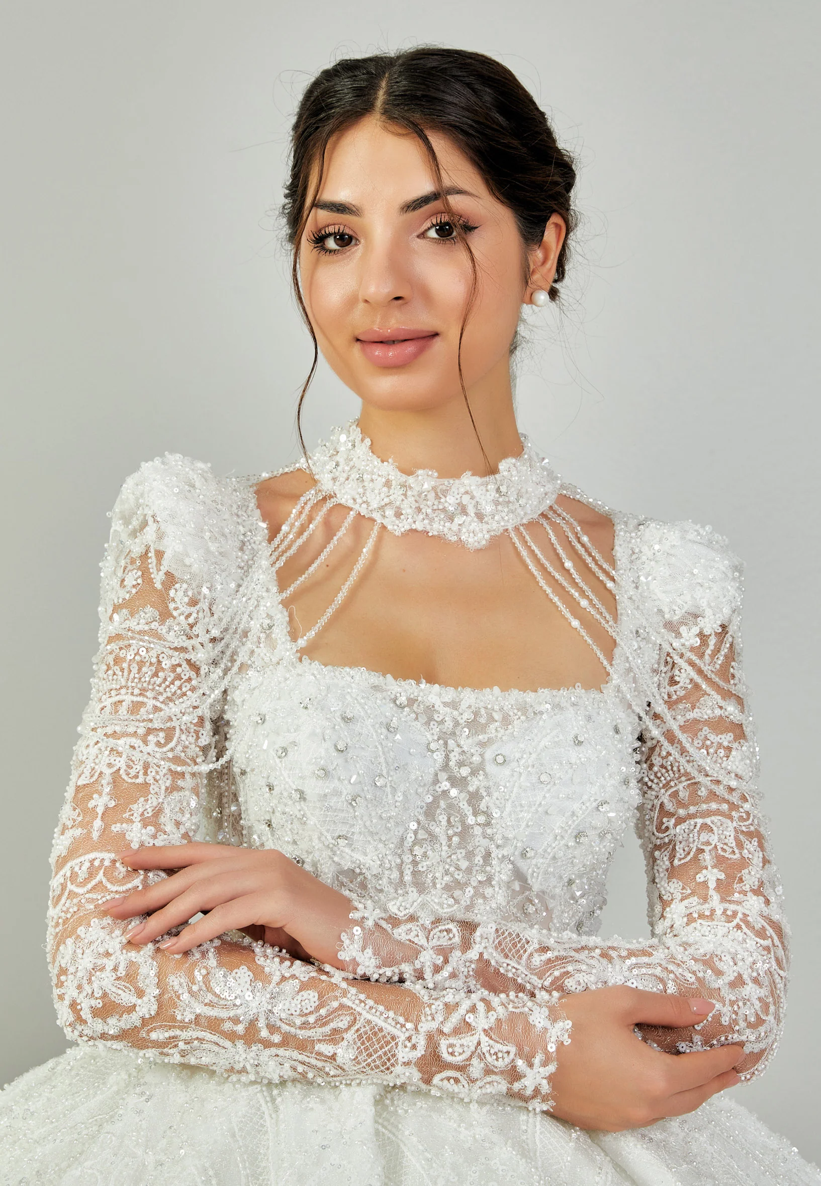 Long Sleeve Maxi Tulle Regular Wedding Dress abb24027 - Image 3