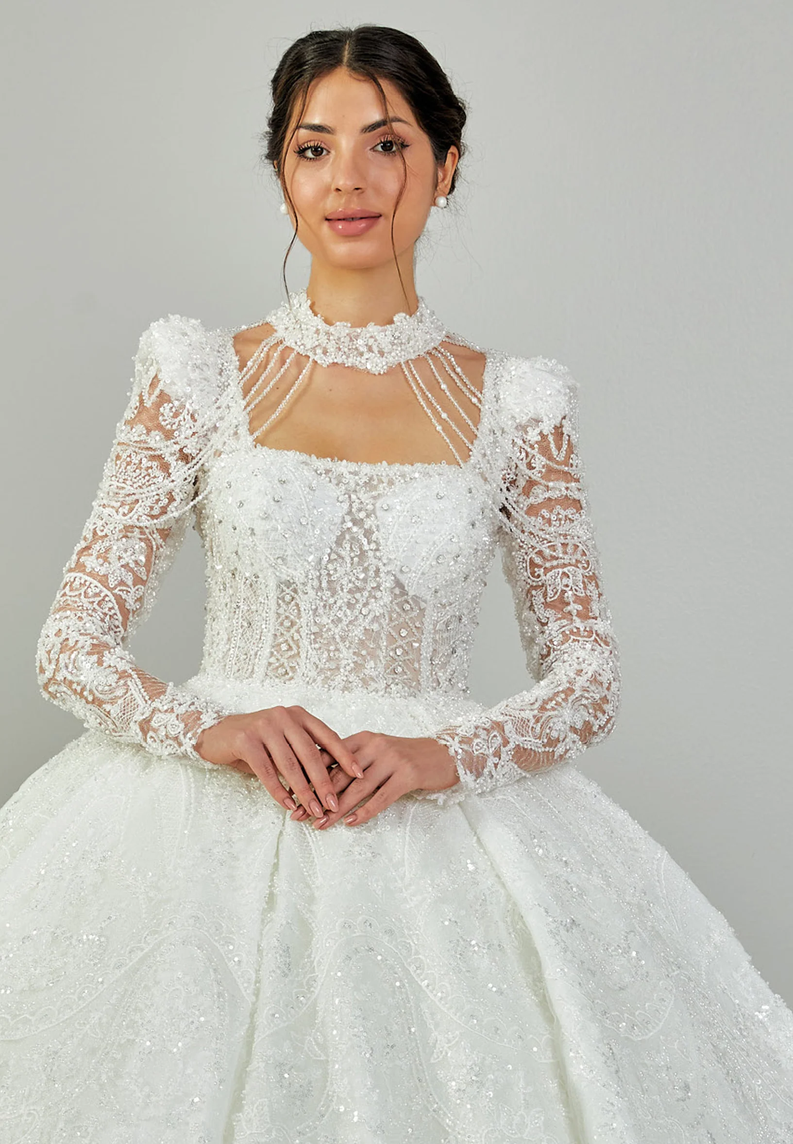 Long Sleeve Maxi Tulle Regular Wedding Dress abb24027 - Image 7