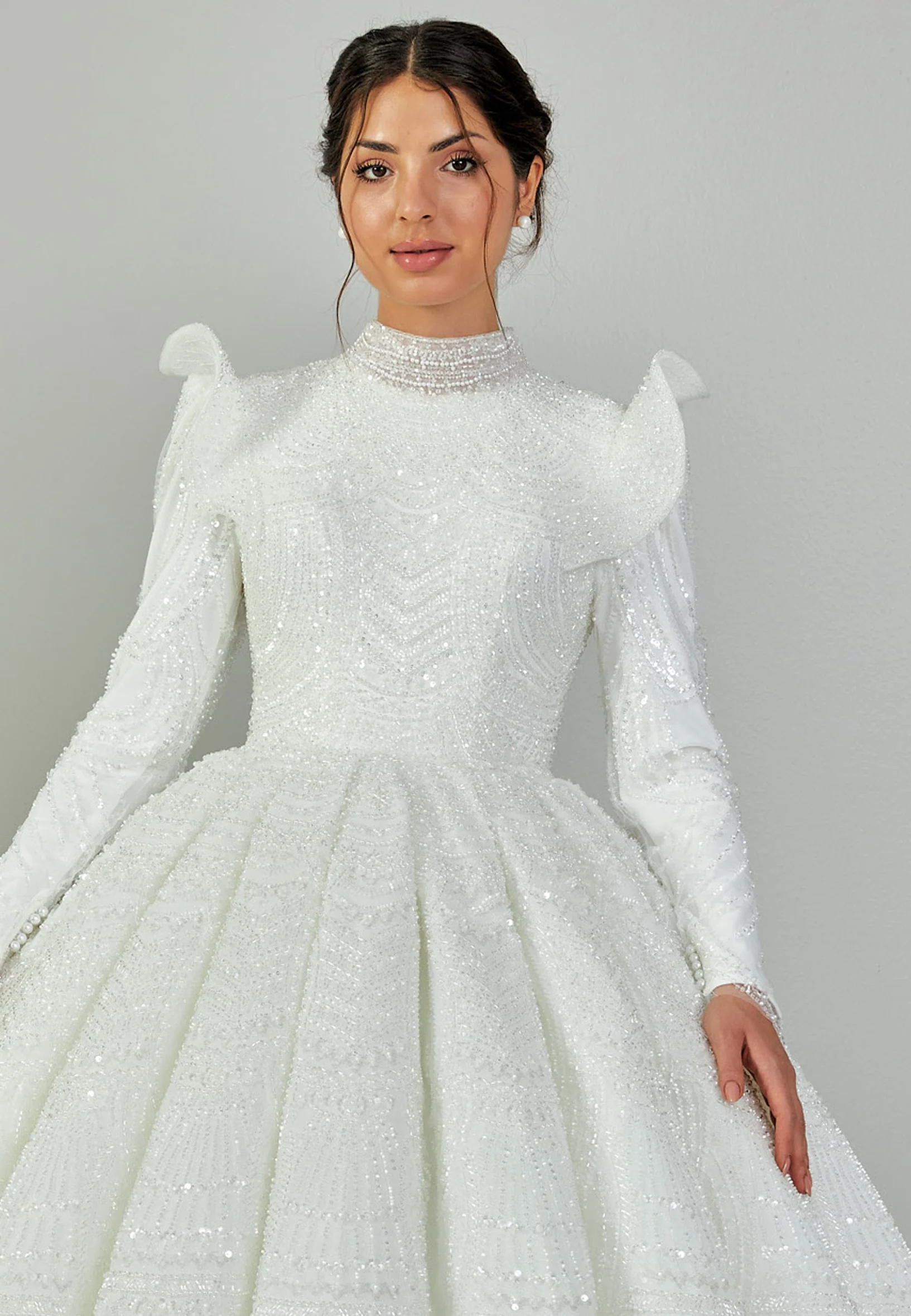 Long Sleeve Maxi Tulle Regular Wedding Dress abb2403045 - Image 7
