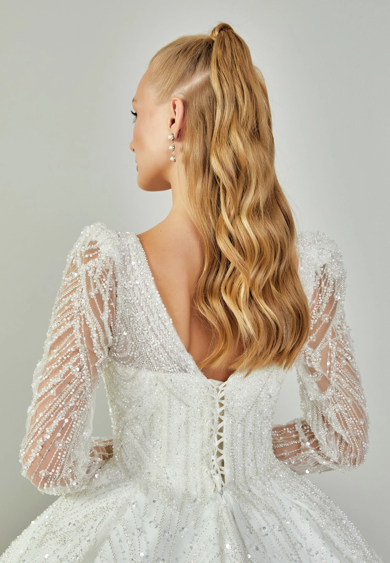 Long Sleeve Maxi Tulle Regular Wedding Dress abb2403070 - Image 8
