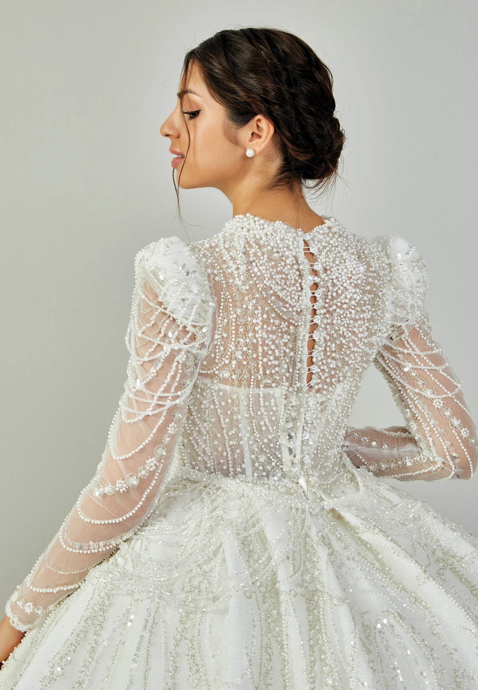 Long Sleeve Maxi Tulle Regular Wedding Dress abb24036 - Image 8