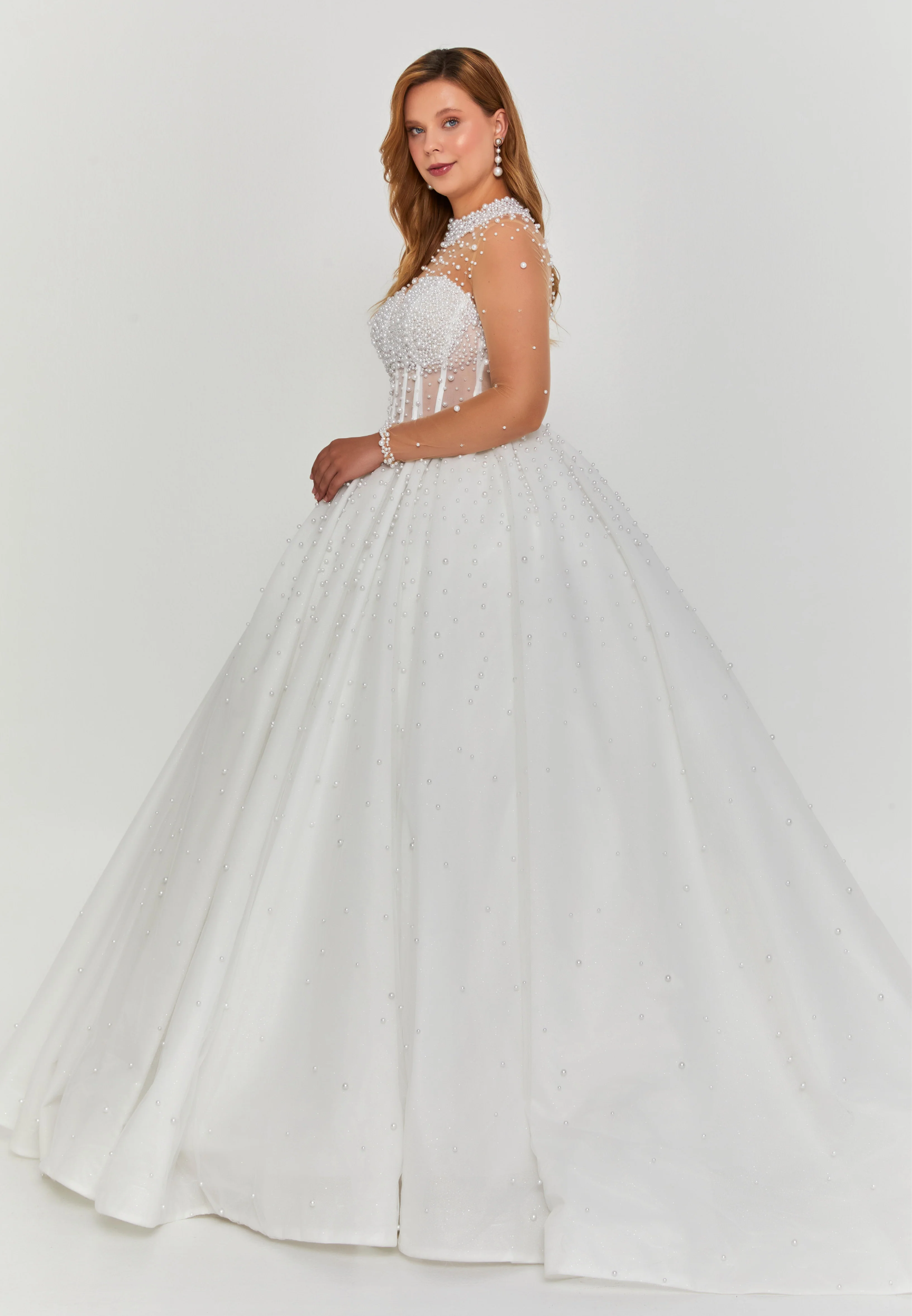 Long Sleeve Maxi Tulle Regular Wedding Dress abb24042-1 - Image 5