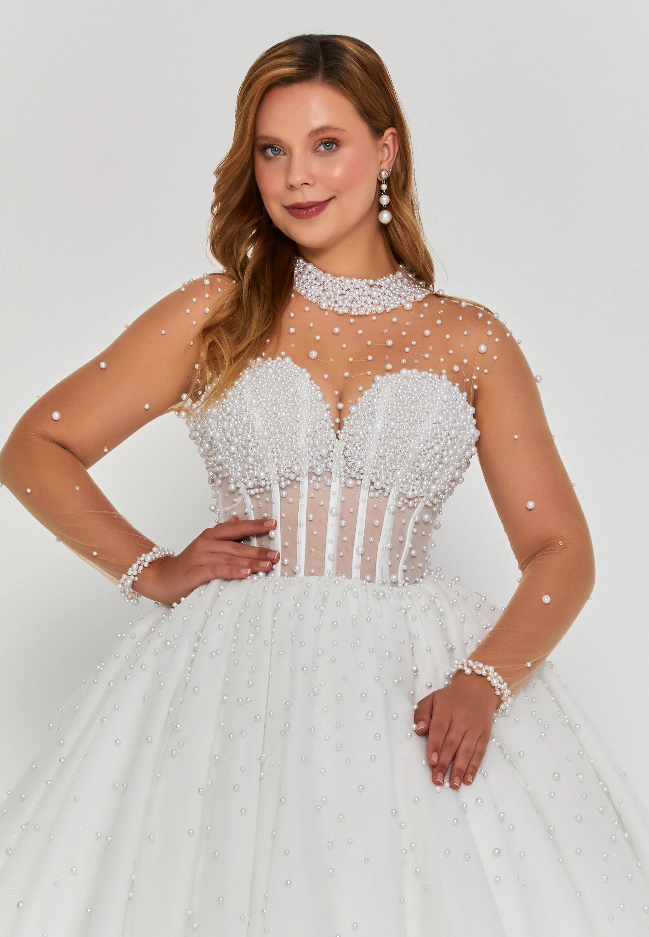 Long Sleeve Maxi Tulle Regular Wedding Dress abb24042-1 - Image 7