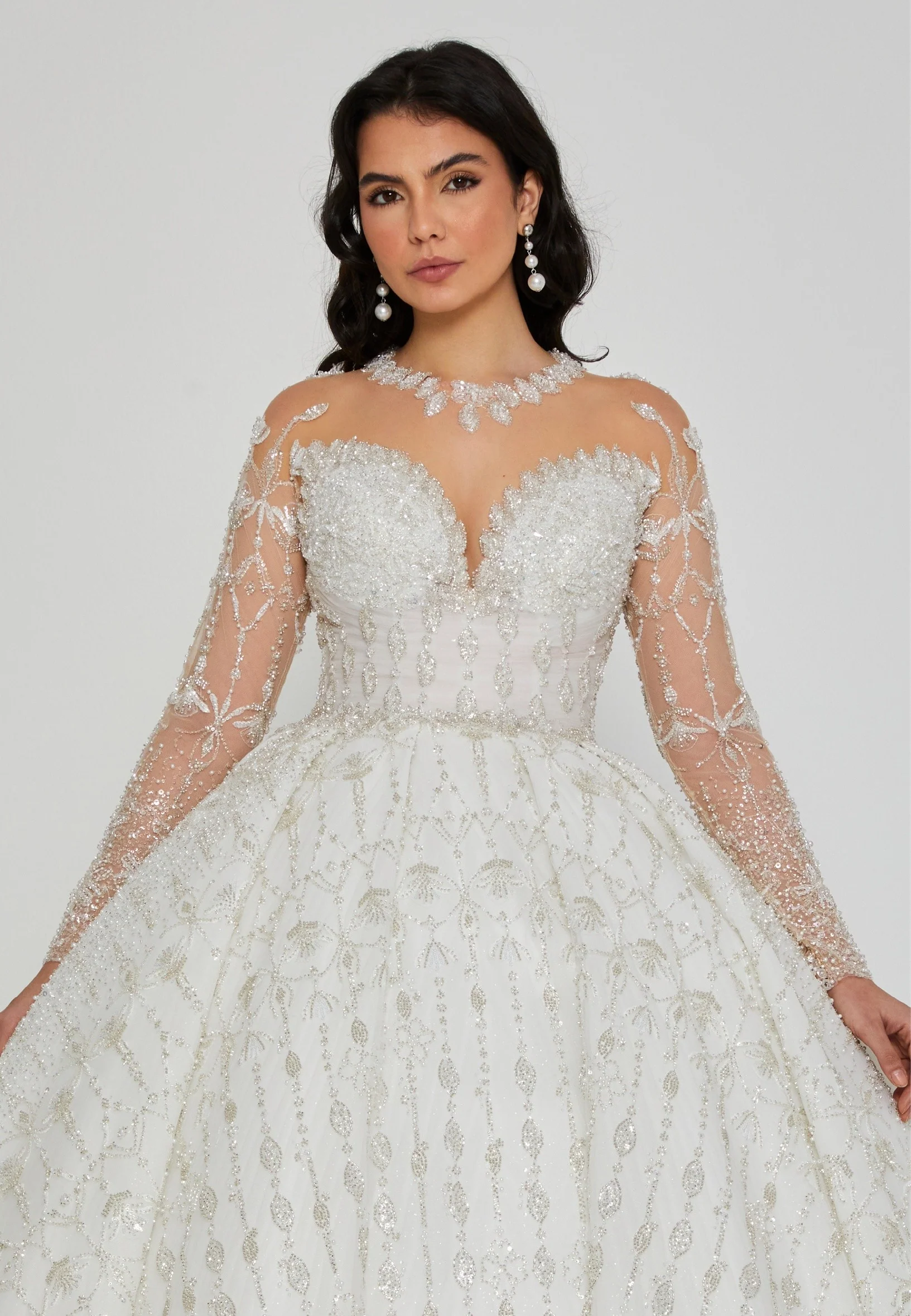 Long Sleeve Maxi Tulle Regular Wedding Dress abb24063 - Image 7