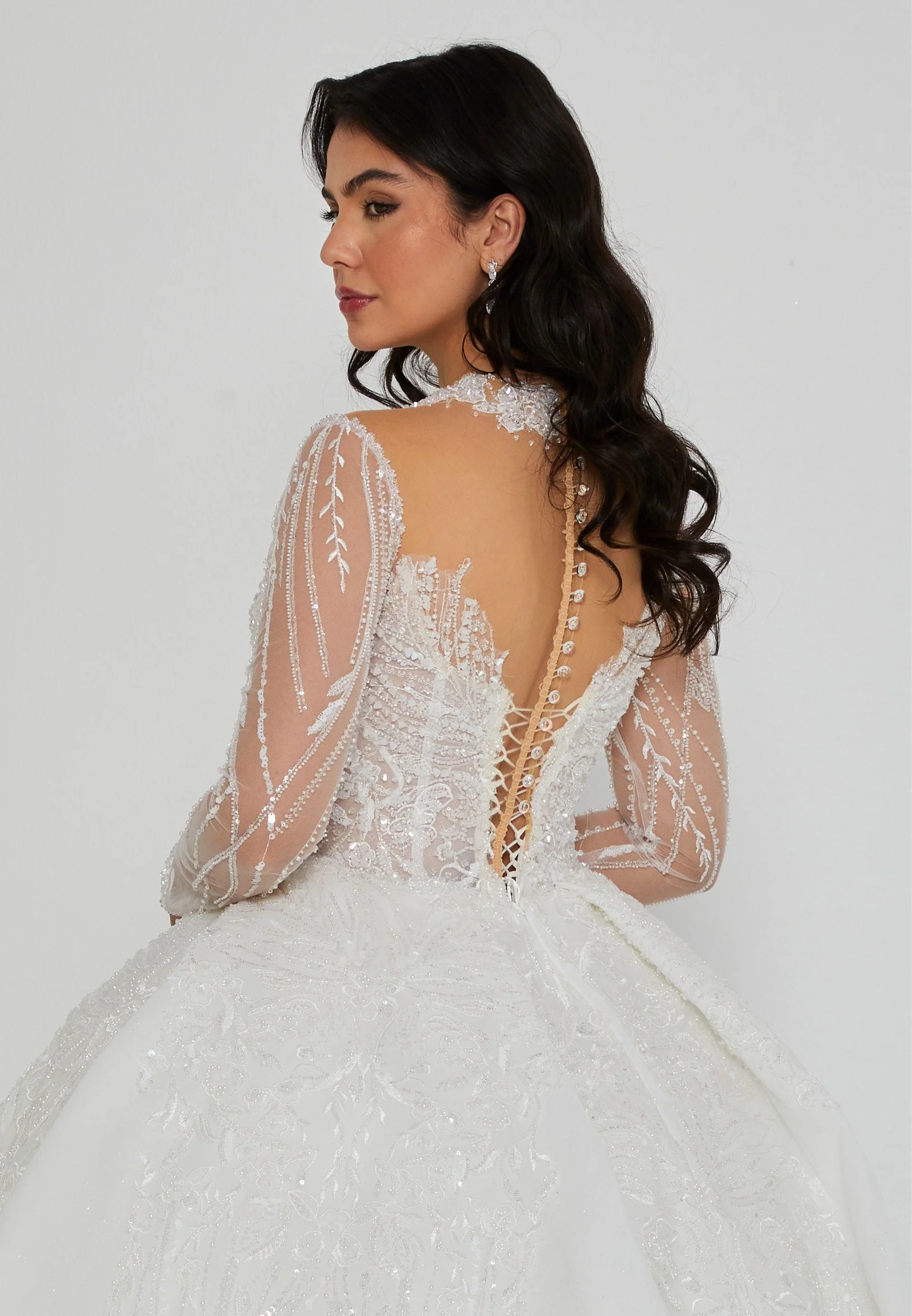 Long Sleeve Maxi Tulle Regular Wedding Dress abb24064 - Image 3