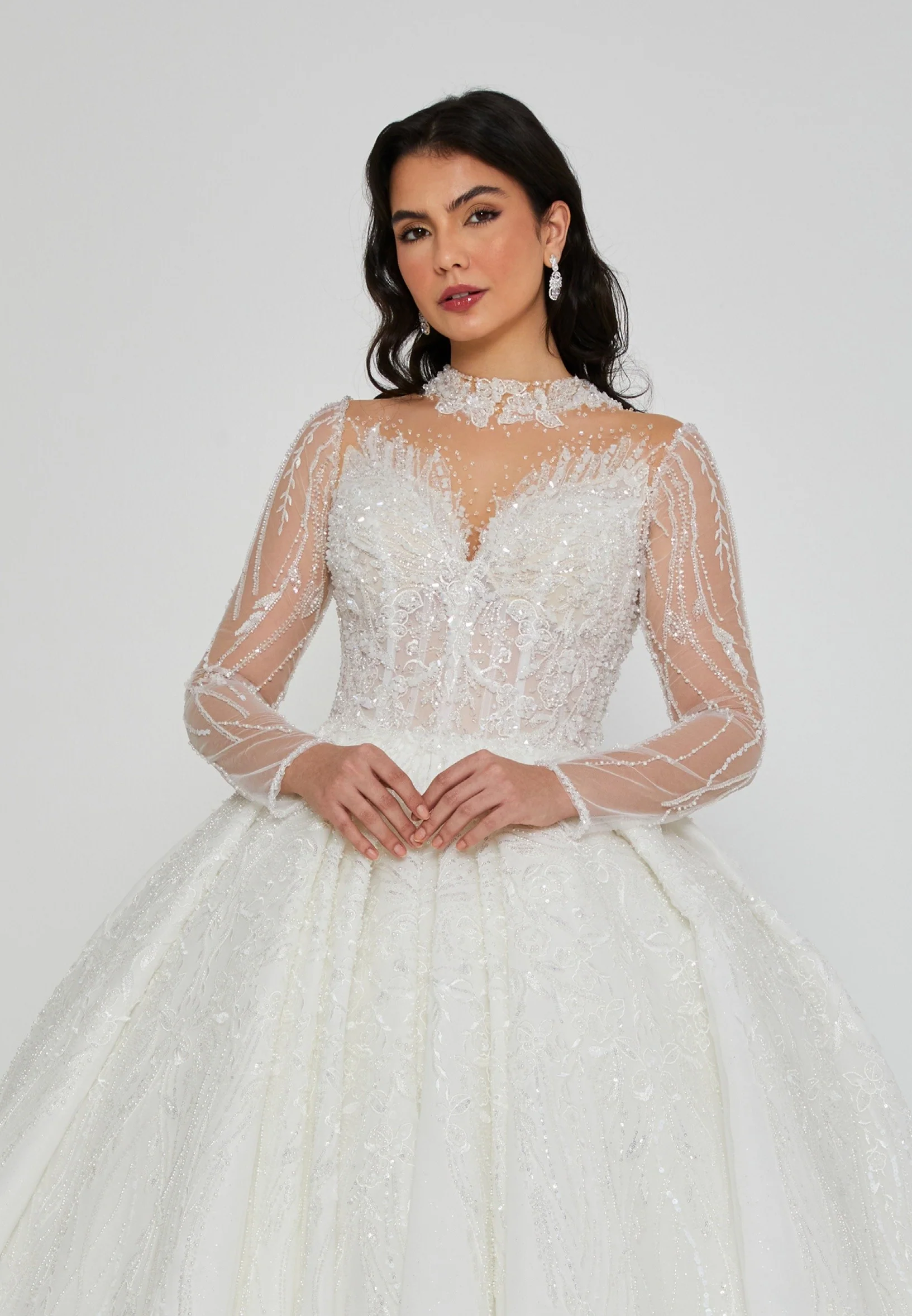 Long Sleeve Maxi Tulle Regular Wedding Dress abb24064 - Image 6