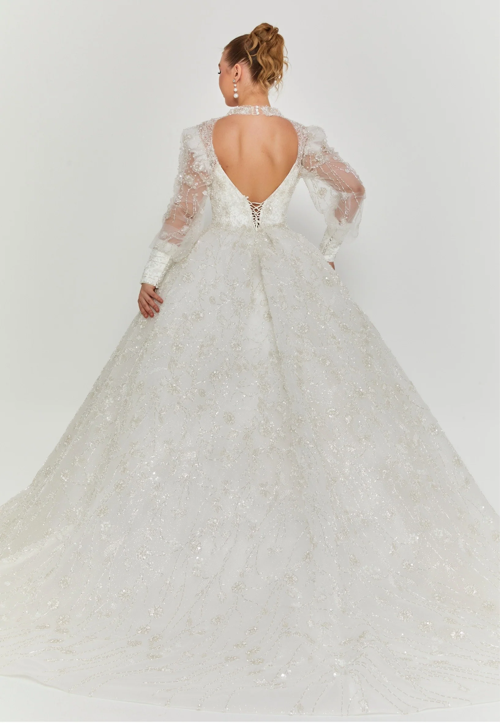 Long Sleeve Maxi Tulle Regular Wedding Dress abb25002 - Image 4