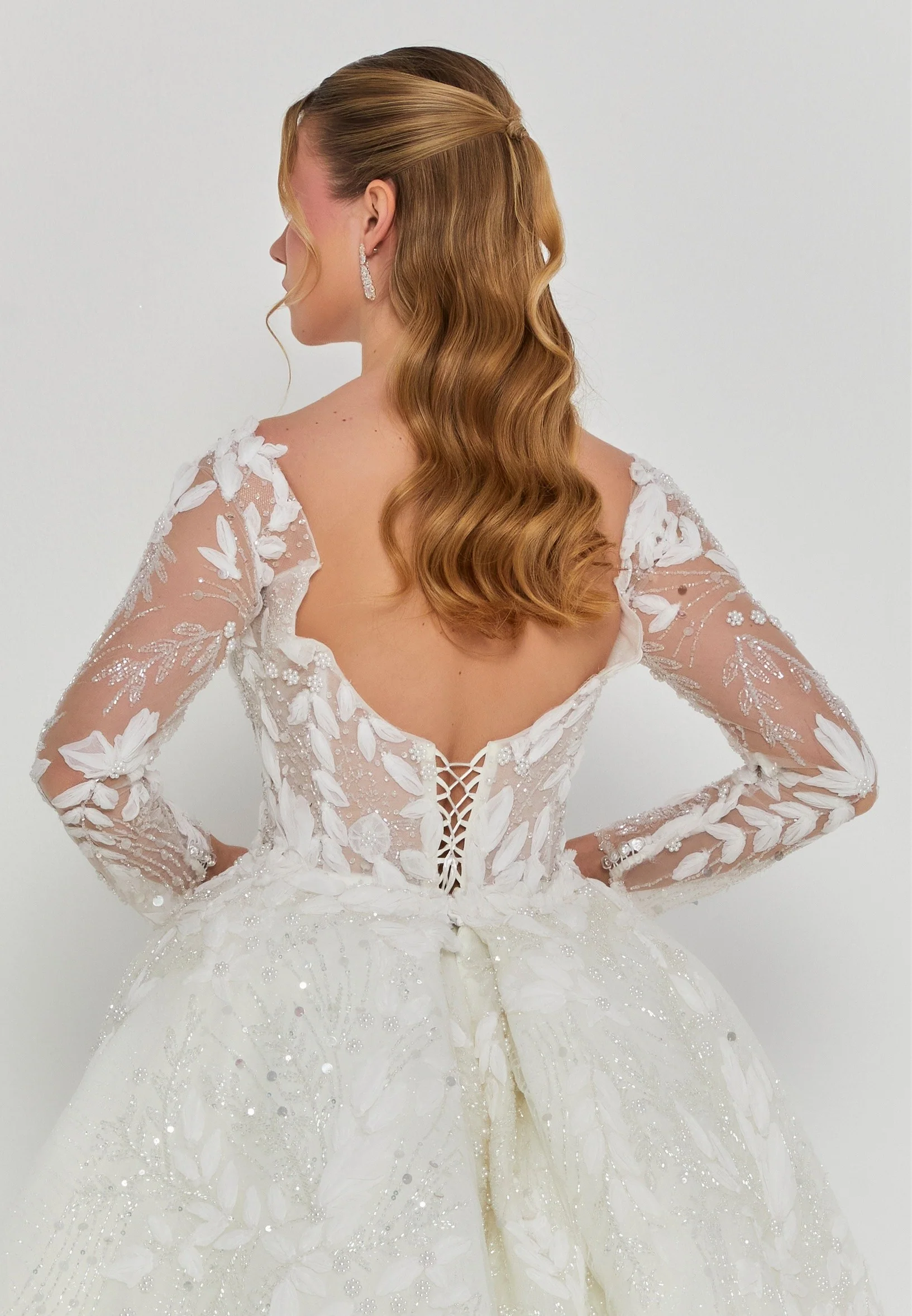 Long Sleeve Maxi Tulle Regular Wedding Dress abb25004 - Image 3