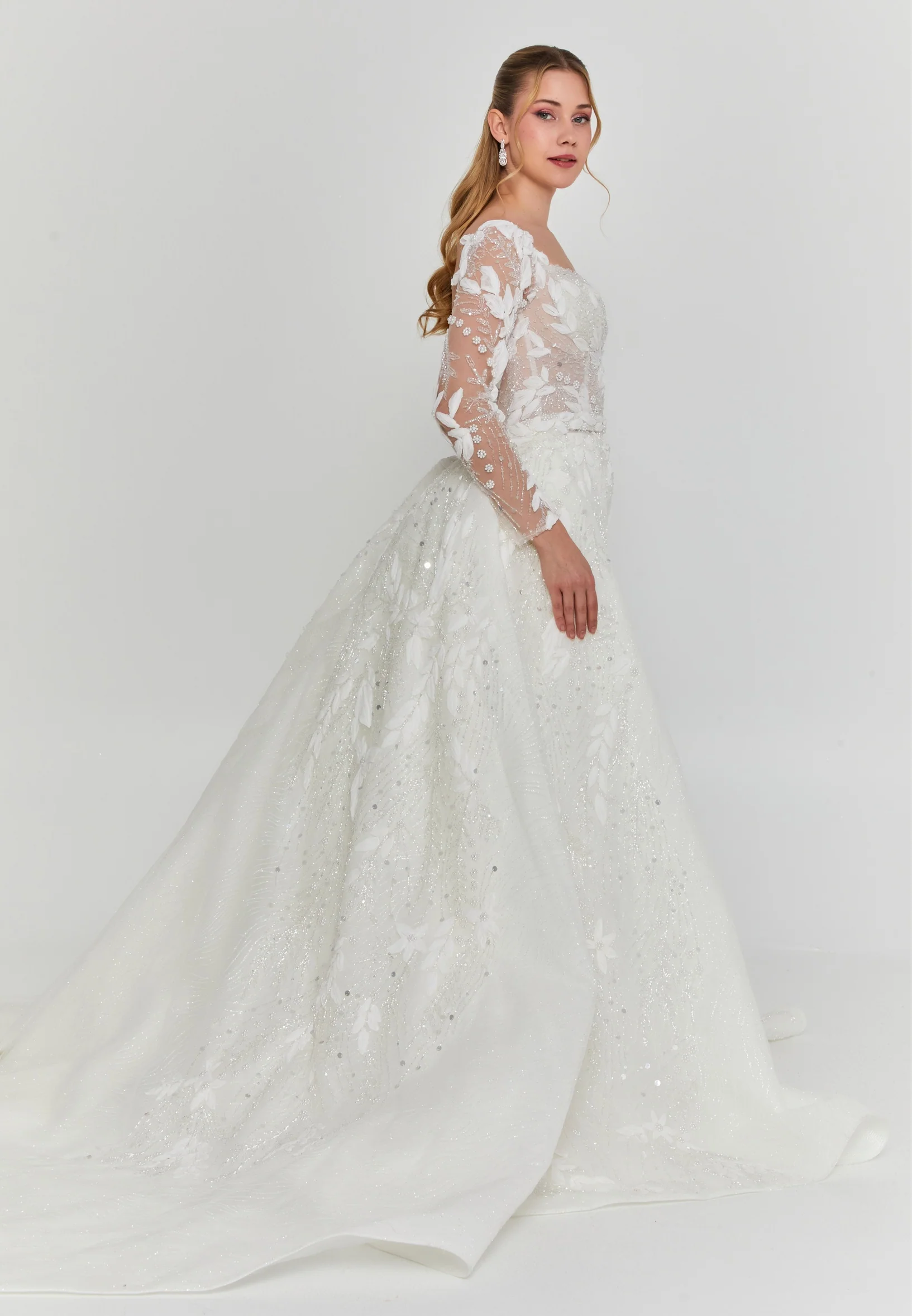Long Sleeve Maxi Tulle Regular Wedding Dress abb25004 - Image 5
