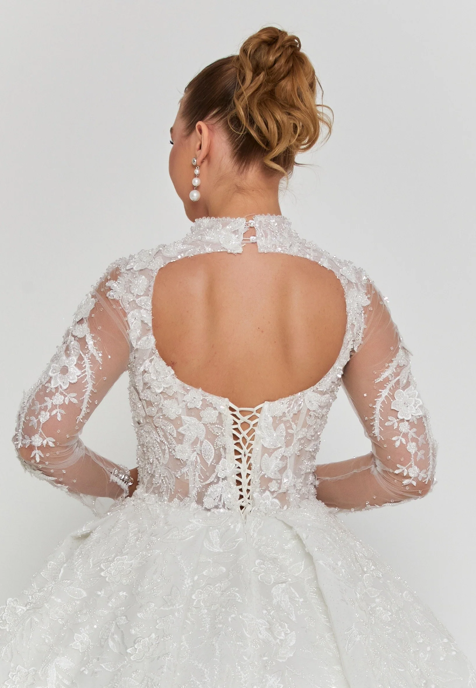 Long Sleeve Maxi Tulle Regular Wedding Dress abb25006 - Image 3