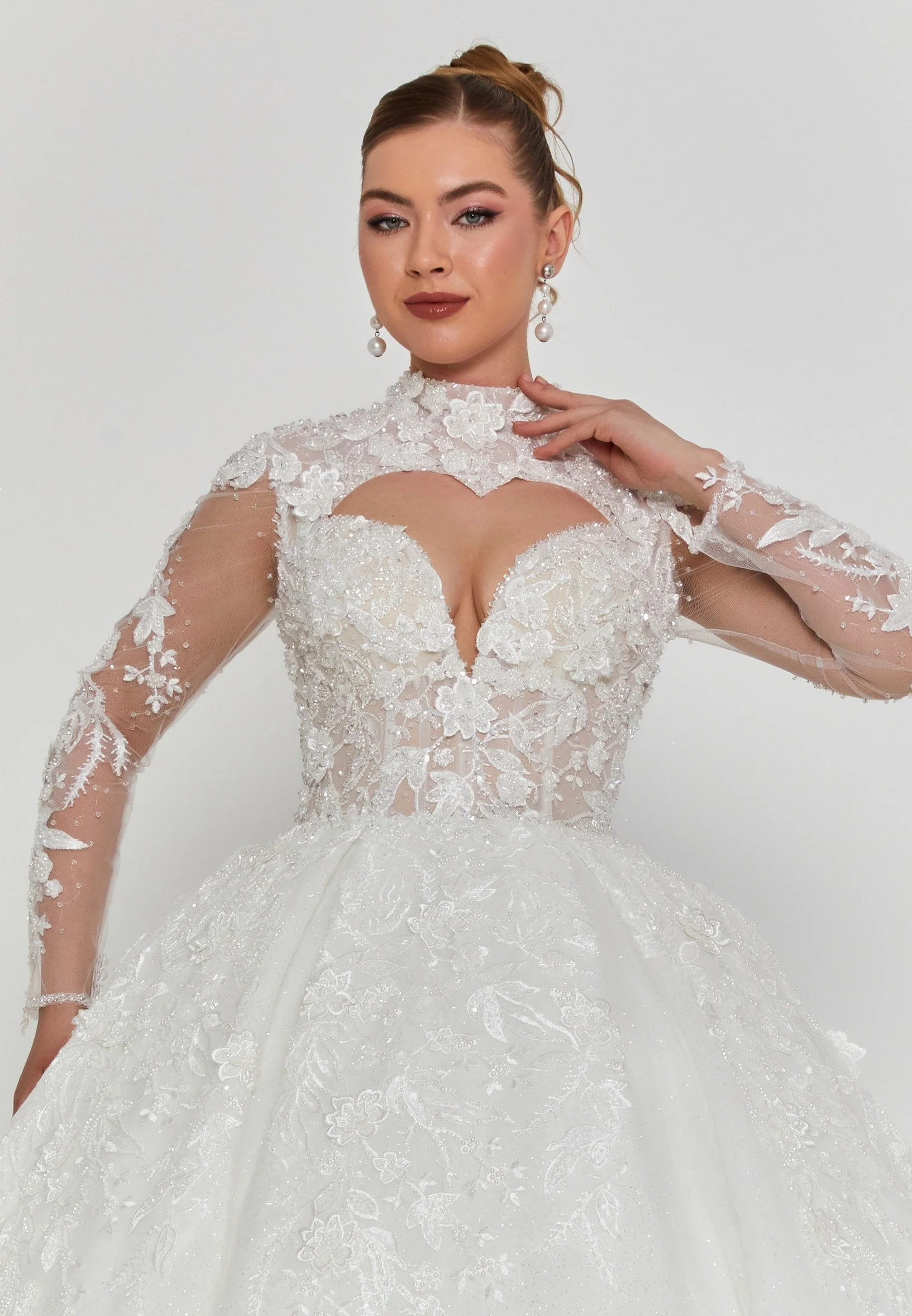 Long Sleeve Maxi Tulle Regular Wedding Dress abb25006 - Image 7