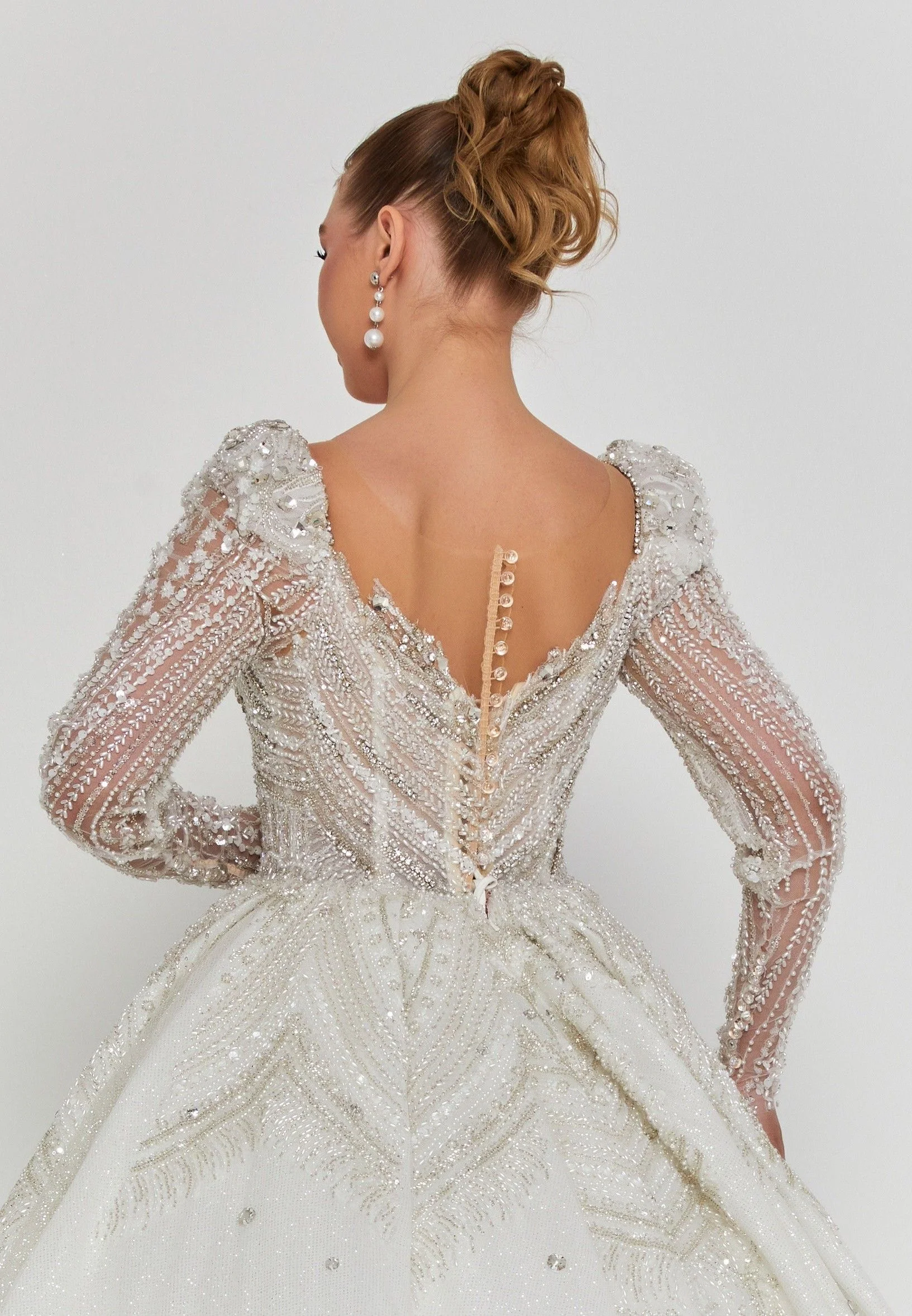 Long Sleeve Maxi Tulle Regular Wedding Dress abb25007 - Image 3