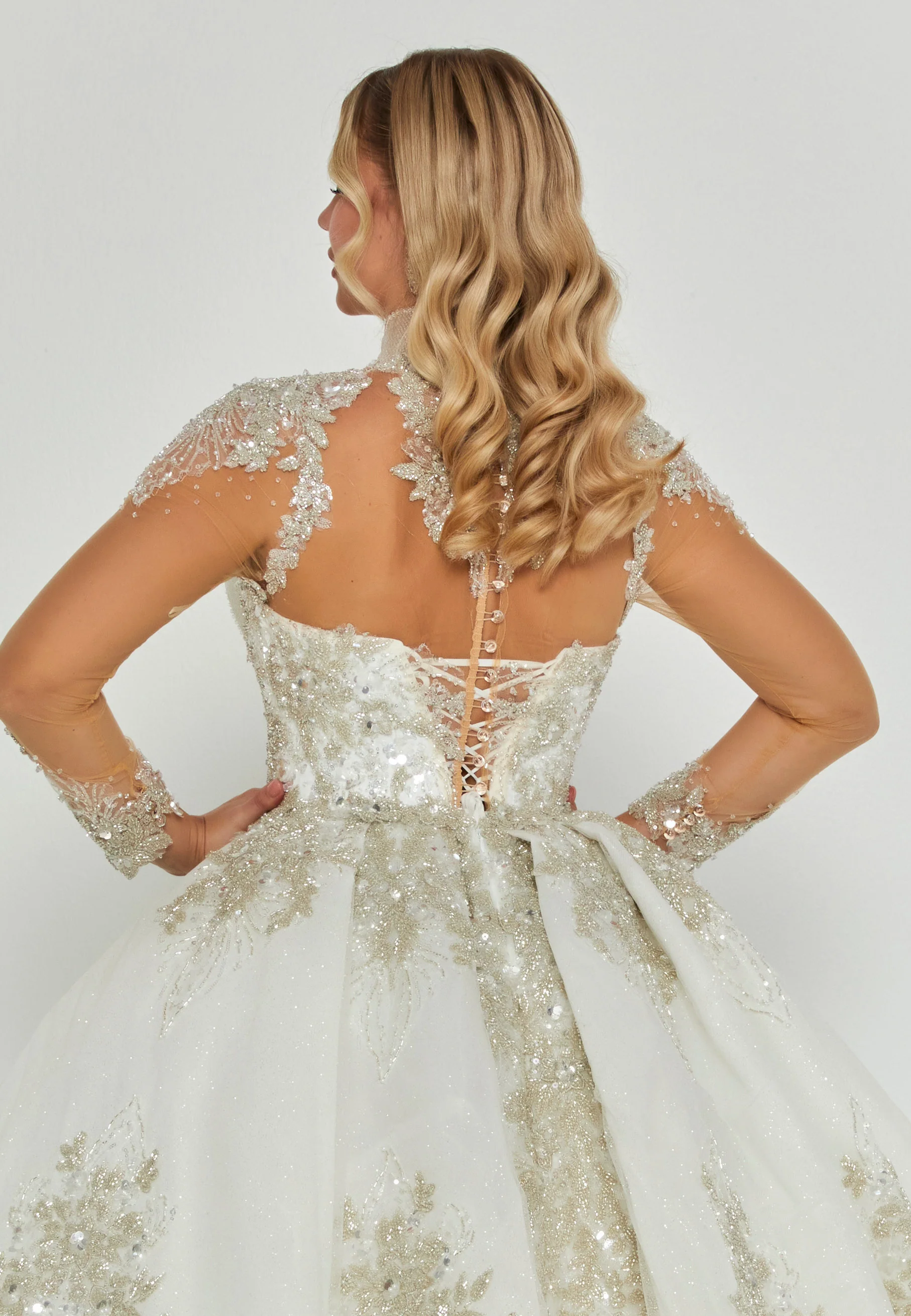 Long Sleeve Maxi Tulle Regular Wedding Dress abb25011 - Image 3