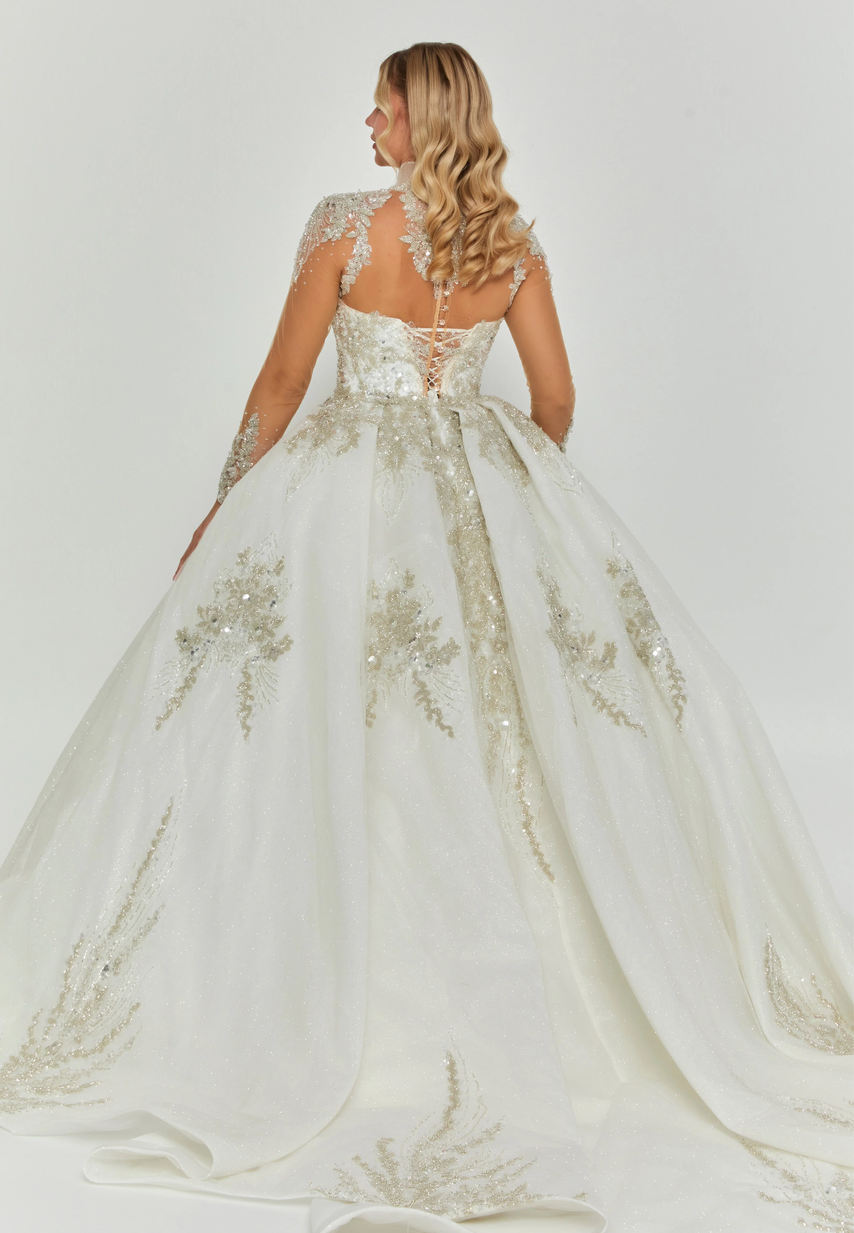 Long Sleeve Maxi Tulle Regular Wedding Dress abb25011 - Image 4