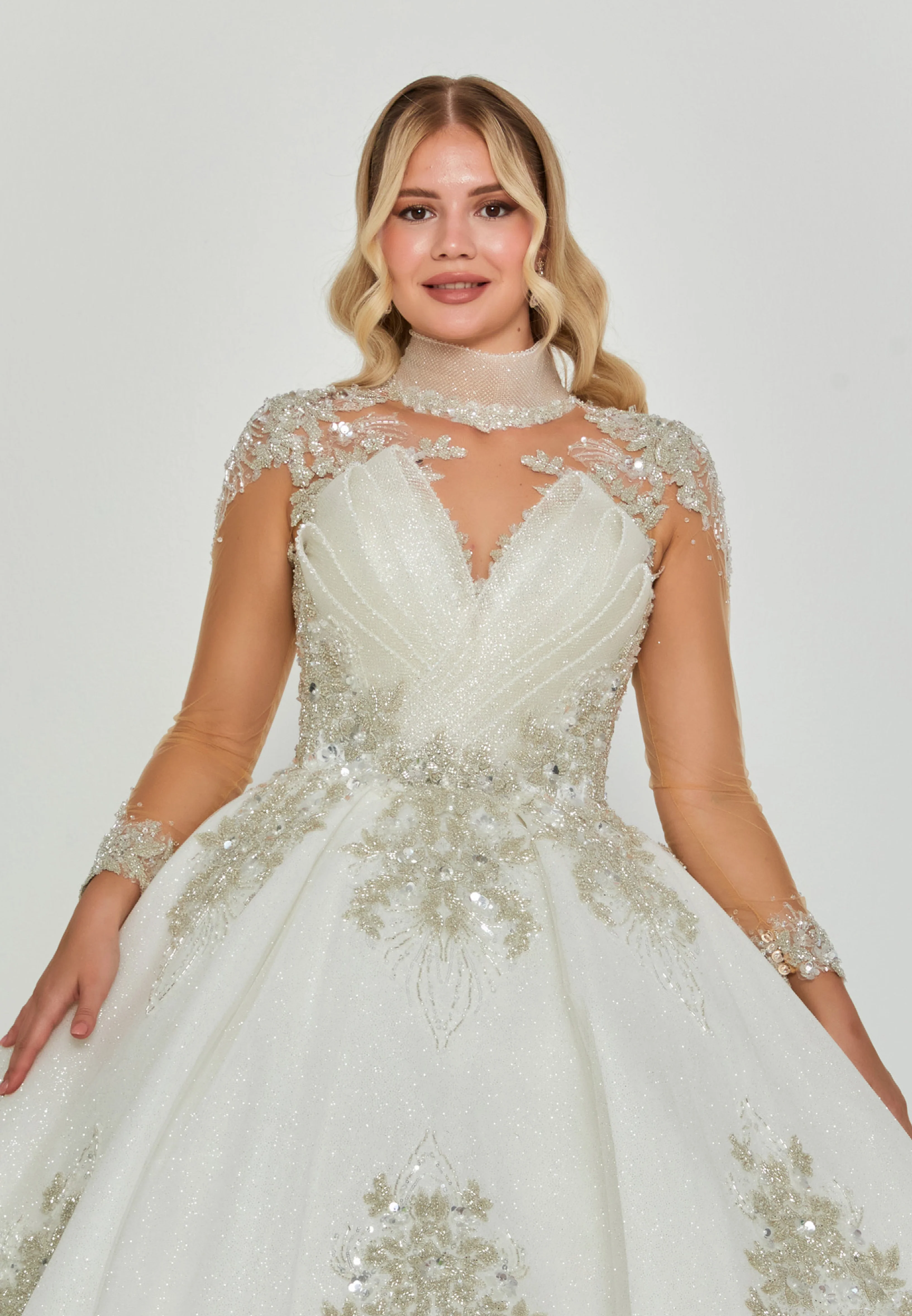 Long Sleeve Maxi Tulle Regular Wedding Dress abb25011 - Image 6