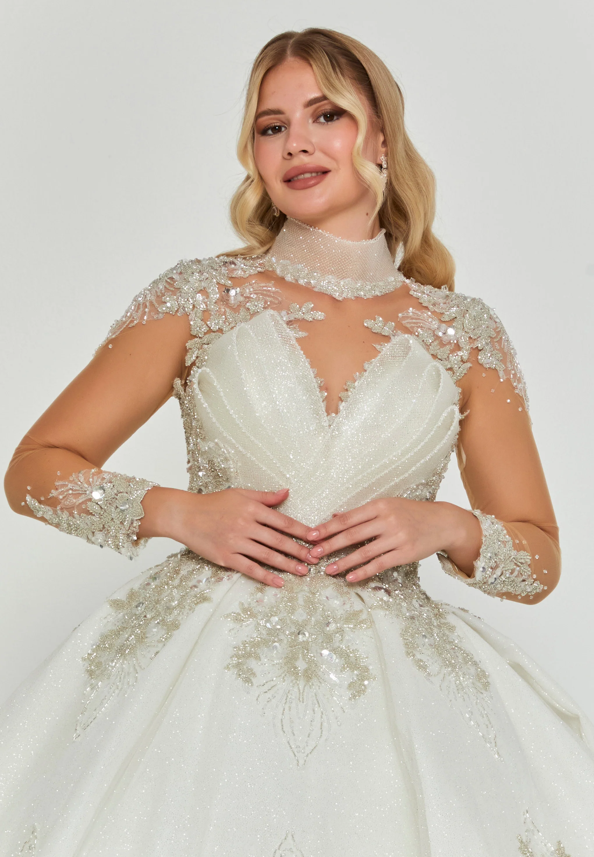 Long Sleeve Maxi Tulle Regular Wedding Dress abb25011 - Image 7